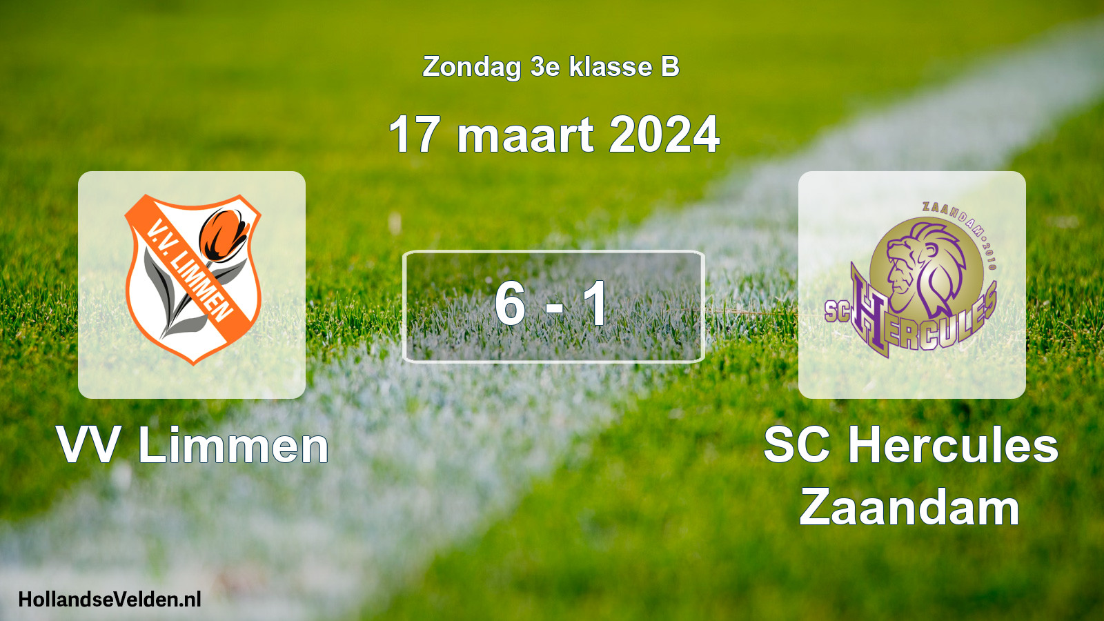 Total number of matches played: VV Limmen - SC Hercules Zaandam 6 - 1 (17 March 2024)