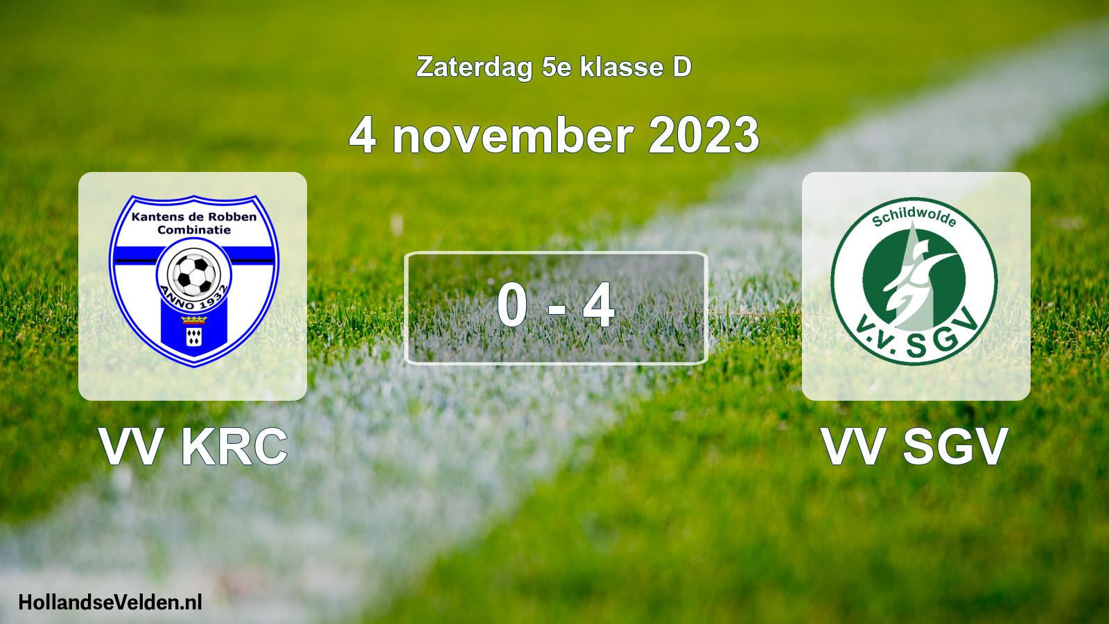 Total number of matches played: VV KRC - VV SGV 0 - 4 (4 November 2023)