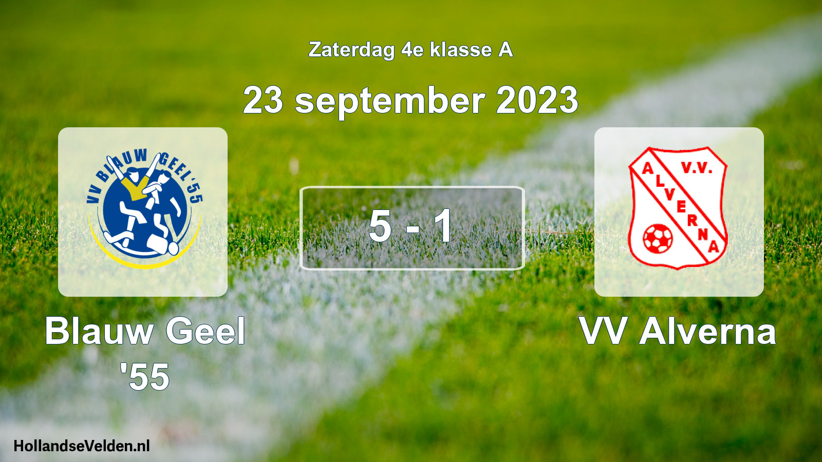 Total number of matches played: Blauw Geel '55 - VV Alverna 5 - 1 (23 September 2023)