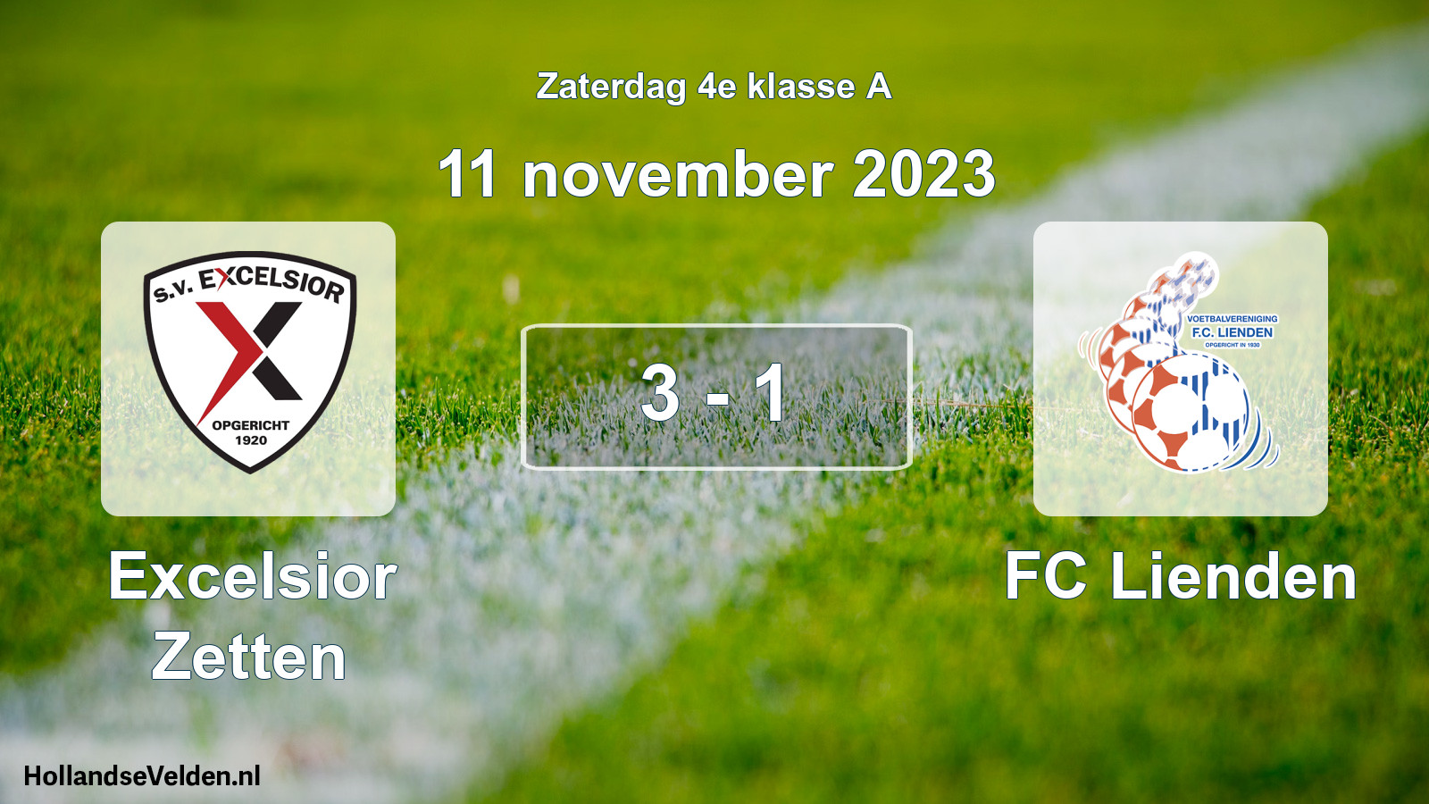 Total number of matches played: Excelsior Zetten - FC Lienden 3 - 1 (11 November 2023)