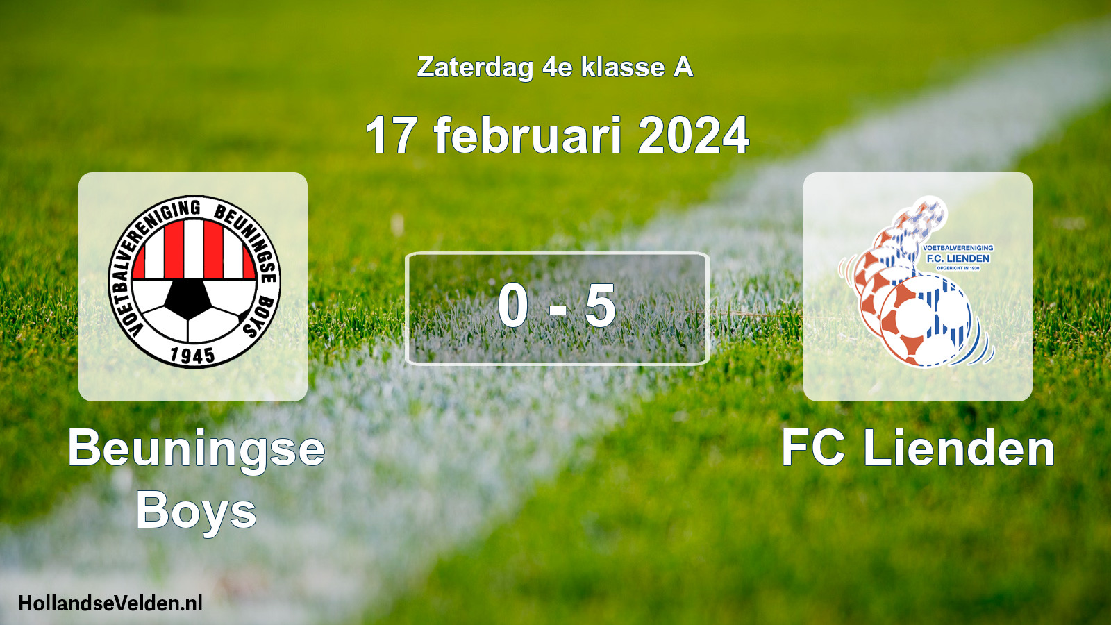 Total number of matches played: Beuningse Boys - FC Lienden 0 - 5 (17 February 2024)