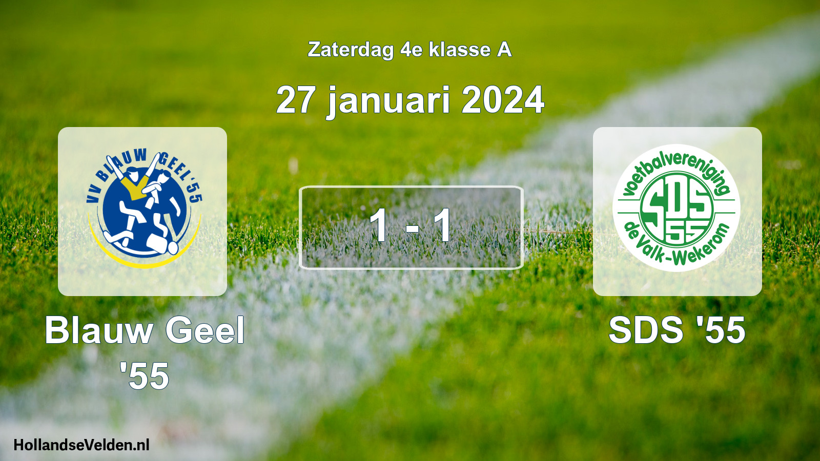 Total number of matches played: Blauw Geel '55 - SDS '55 1 - 1 (27 January 2024)