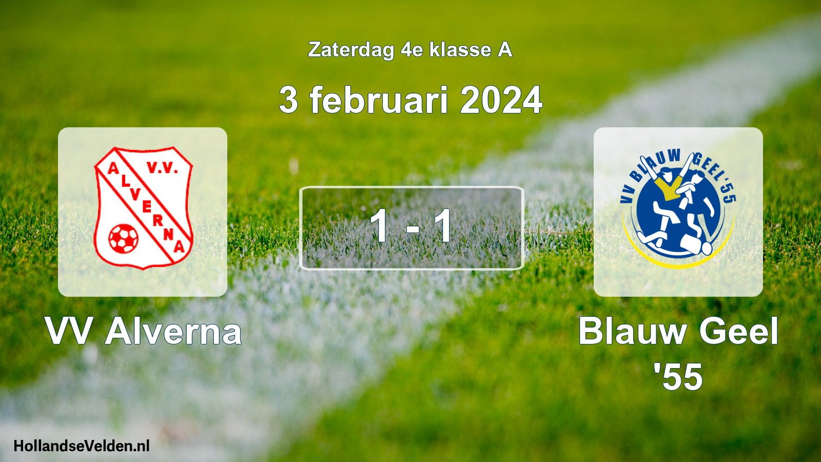 Total number of matches played: VV Alverna - Blauw Geel '55 1 - 1 (3 February 2024)