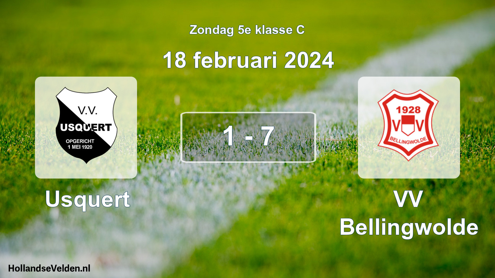 Total number of matches played: Usquert - VV Bellingwolde 1 - 7 (18 February 2024)