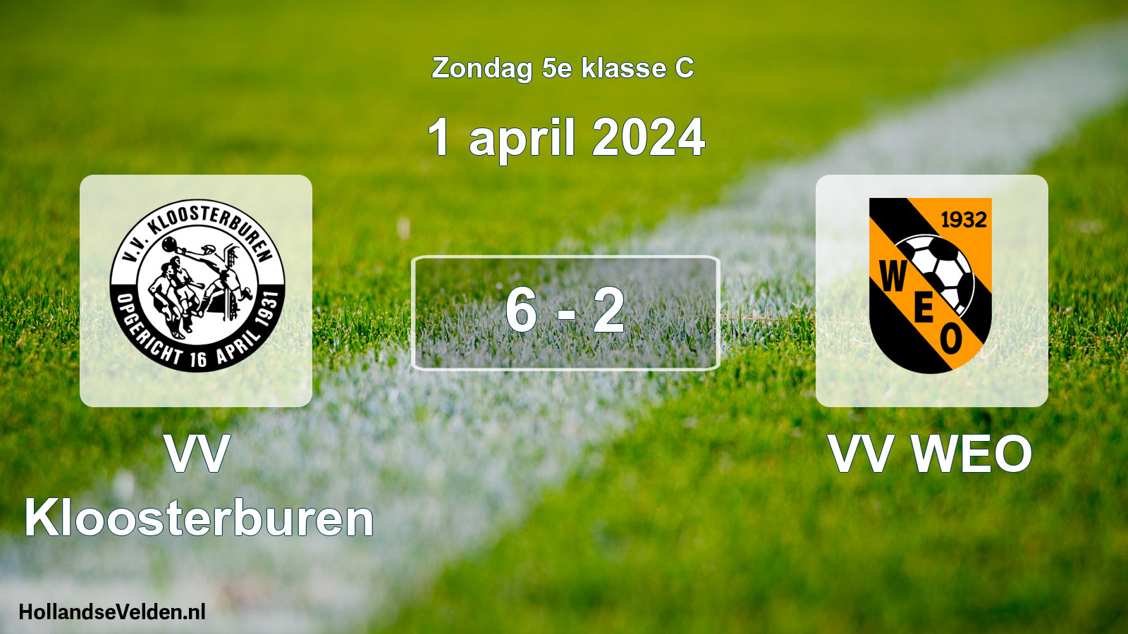 Total number of matches played: VV Kloosterburen - VV WEO 6 - 2 (1 April 2024)