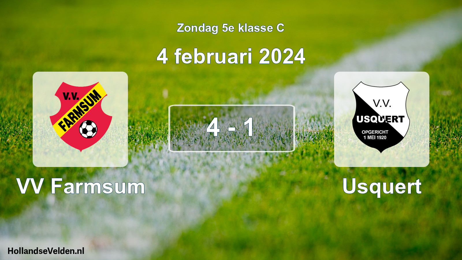 Total number of matches played: VV Farmsum - Usquert 4 - 1 (4 February 2024)