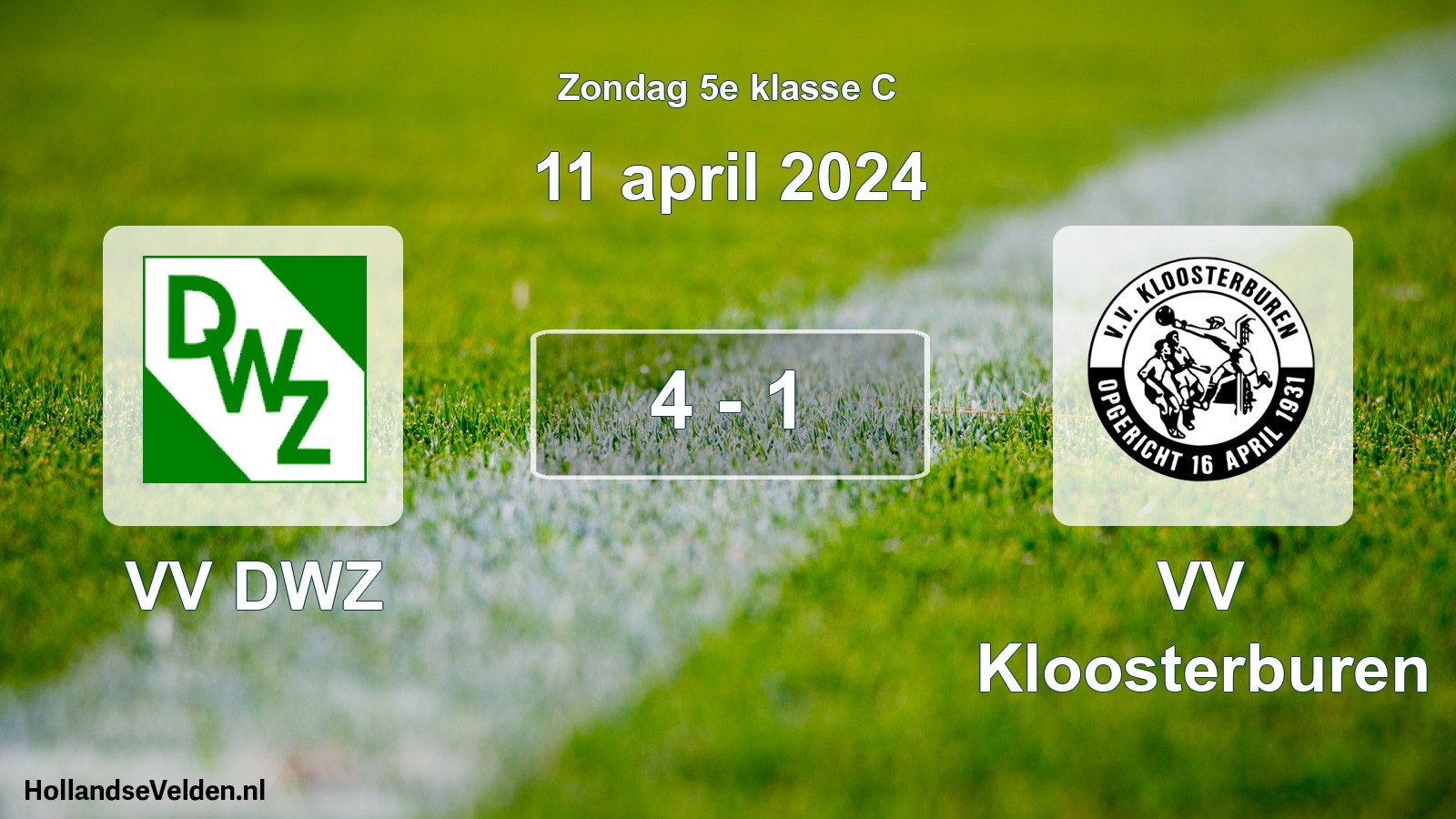 Total number of matches played: VV DWZ - VV Kloosterburen 4 - 1 (11 April 2024)