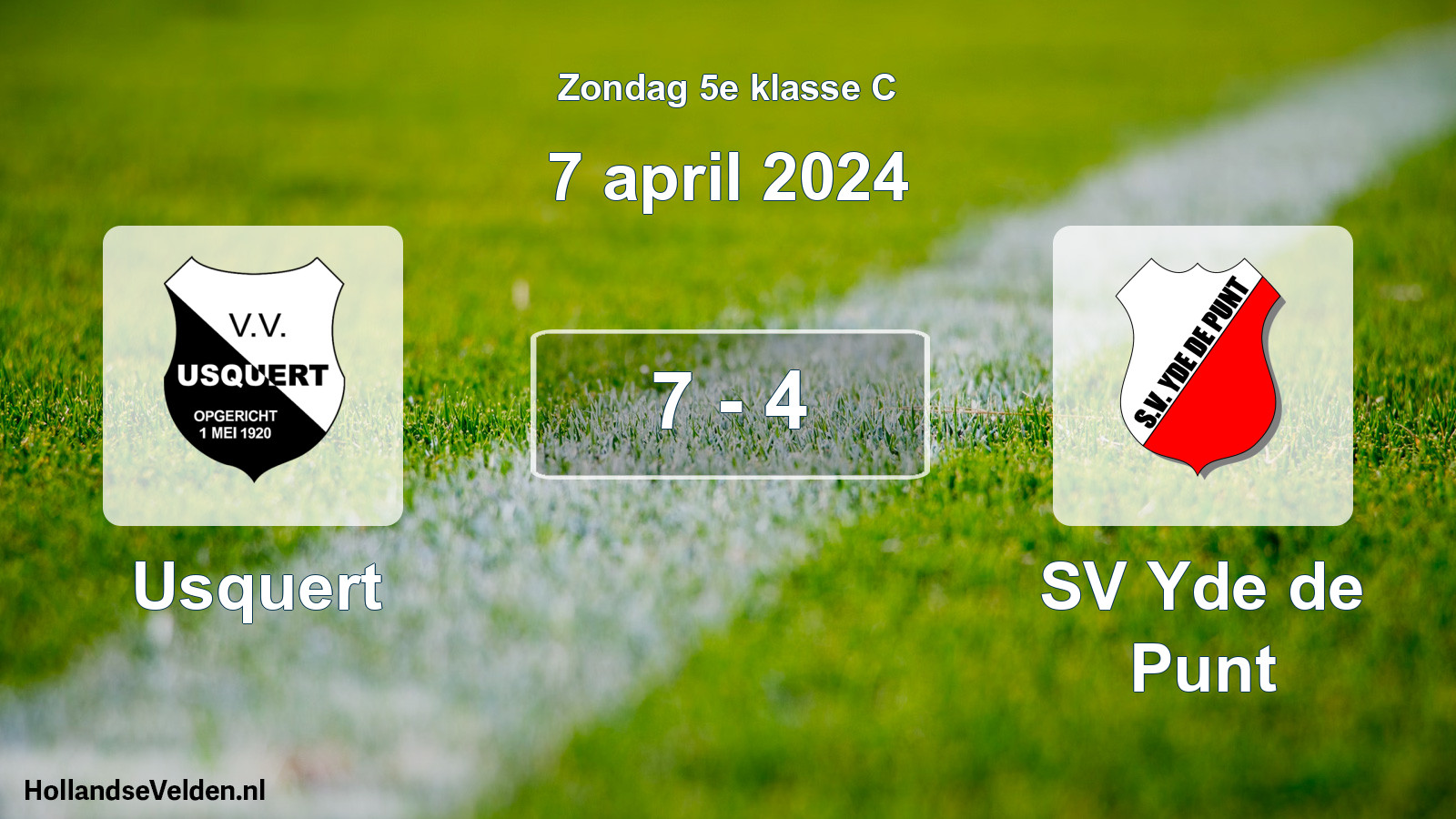 Total number of matches played: Usquert - SV Yde de Punt 7 - 4 (7 April 2024)