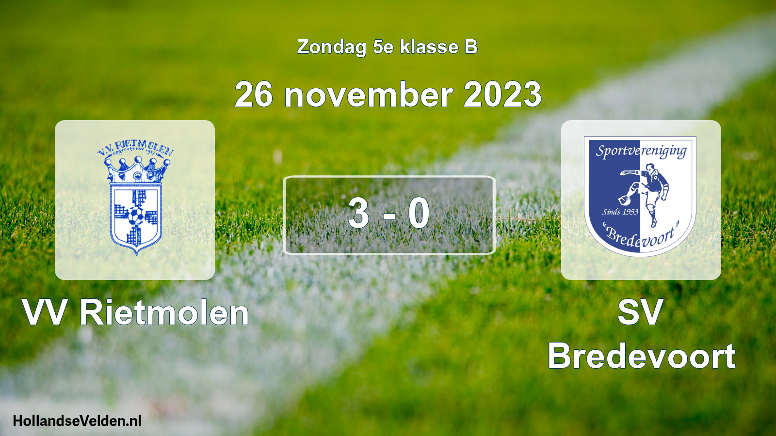 Total number of matches played: VV Rietmolen - SV Bredevoort 3 - 0 (26 November 2023)