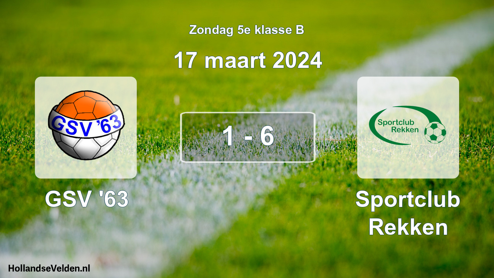 Total number of matches played: GSV '63 - Sportclub Rekken 1 - 6 (17 March 2024)