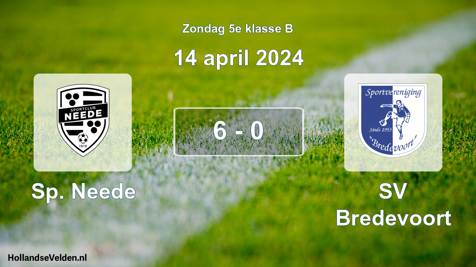 Total number of matches played: Sp. Neede - SV Bredevoort 6 - 0 (14 April 2024)