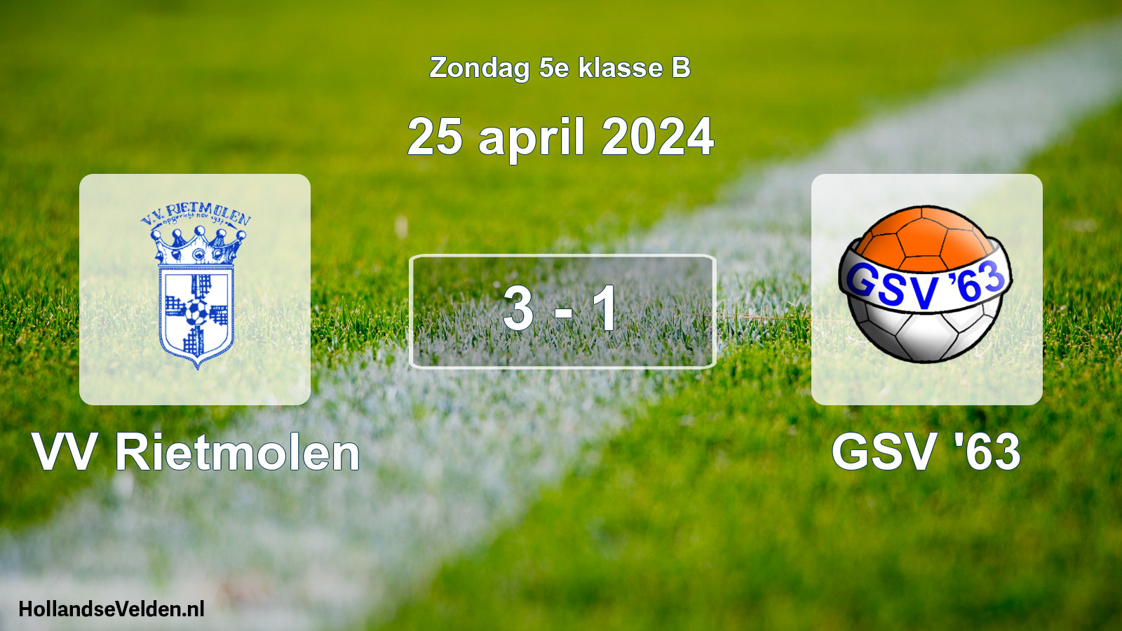 Total number of matches played: VV Rietmolen - GSV '63 3 - 1 (25 April 2024)