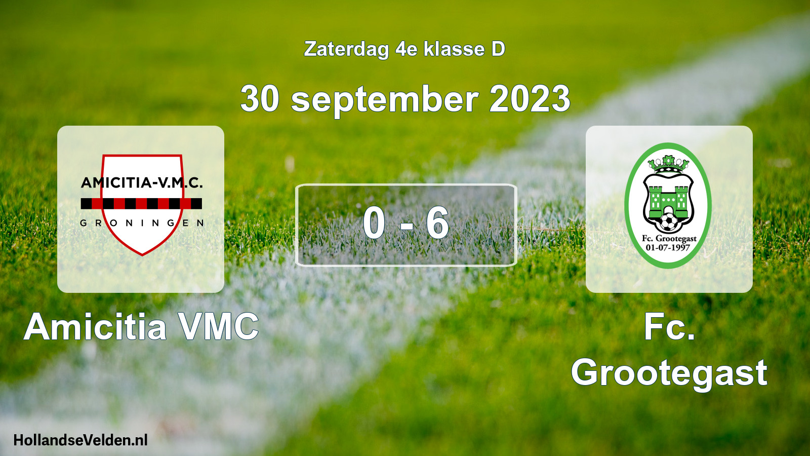 Gespeelde wedstrijd: Amicitia VMC - Fc. Grootegast 0 - 6 (30 september 2023)