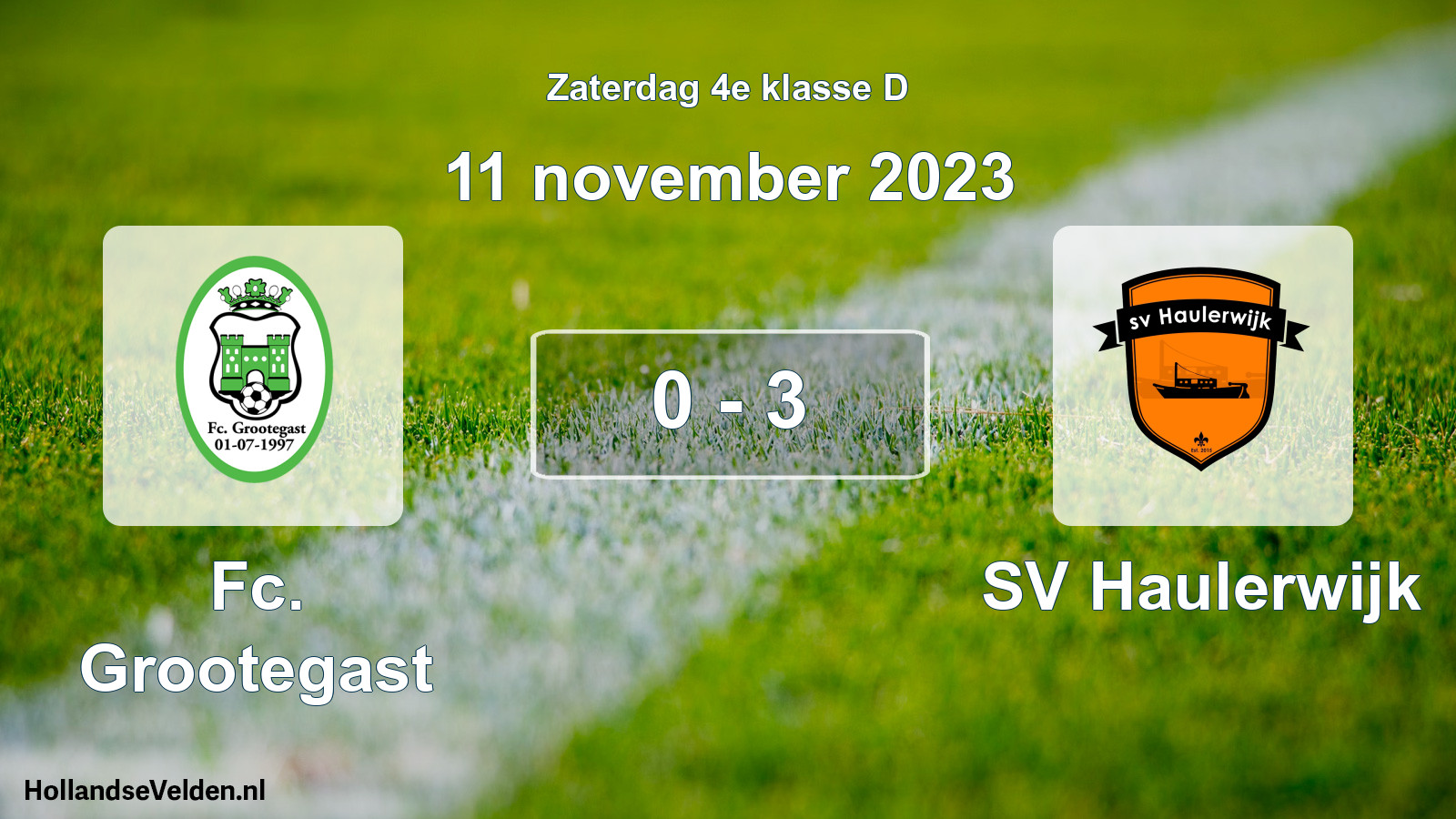 Total number of matches played: Fc. Grootegast - SV Haulerwijk 0 - 3 (11 November 2023)