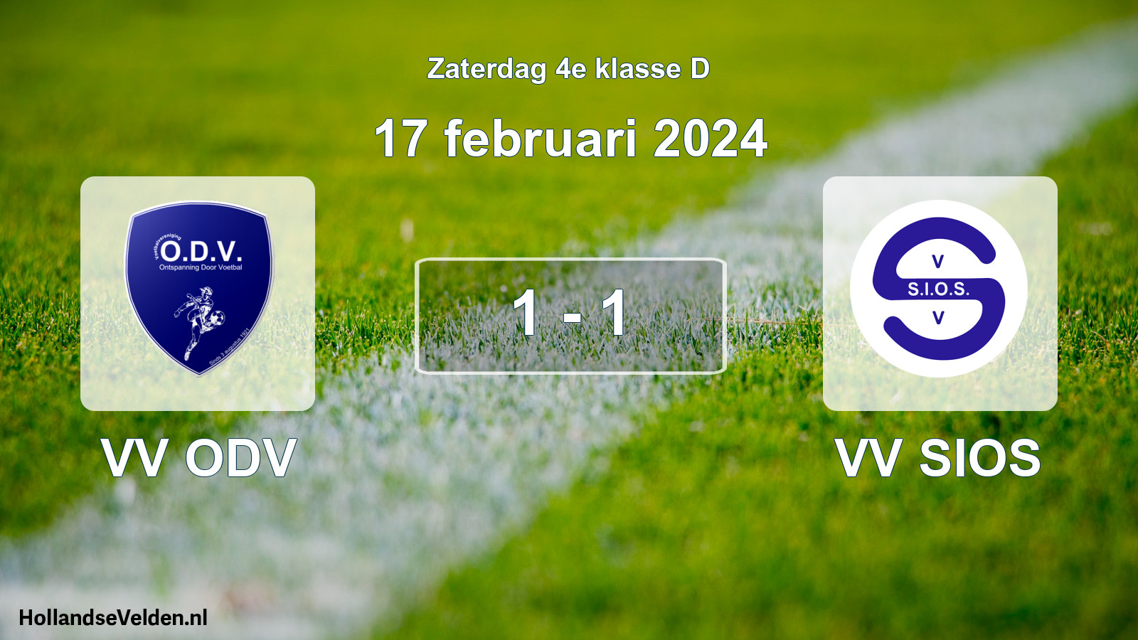 Total number of matches played: VV ODV - VV SIOS 1 - 1 (17 February 2024)