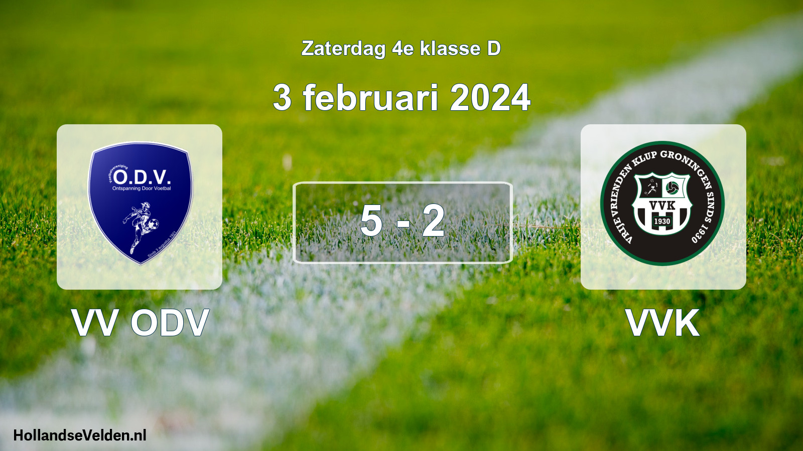 Total number of matches played: VV ODV - VVK 5 - 2 (3 February 2024)