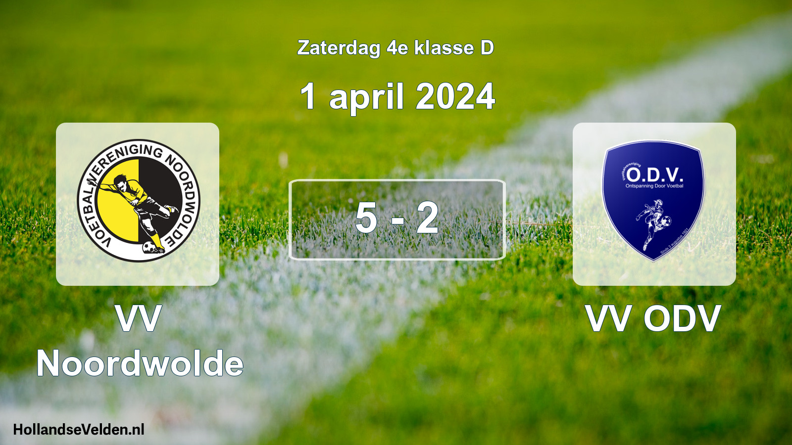 Total number of matches played: VV Noordwolde - VV ODV 5 - 2 (1 April 2024)