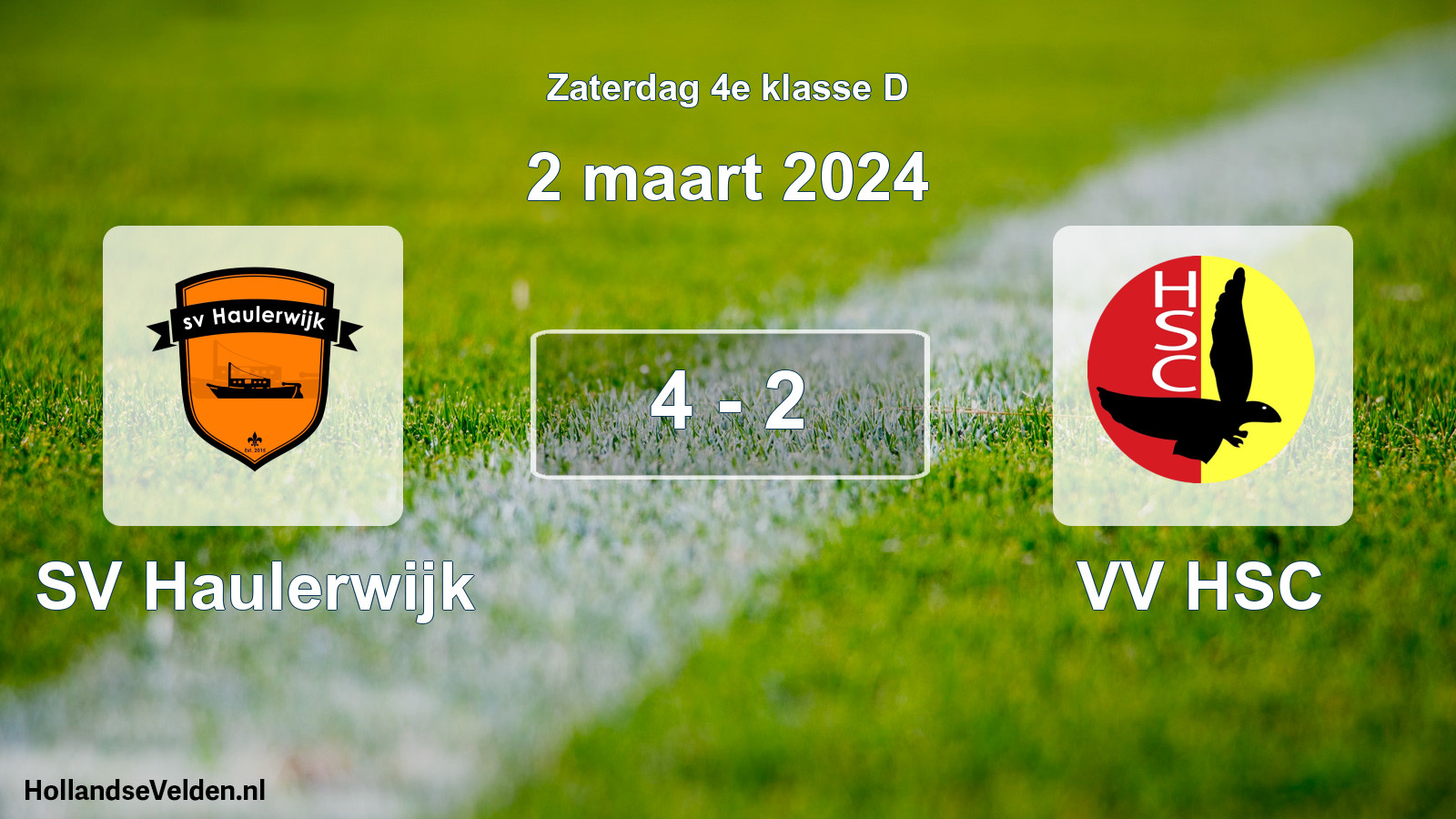Total number of matches played: SV Haulerwijk - VV HSC 4 - 2 (2 March 2024)
