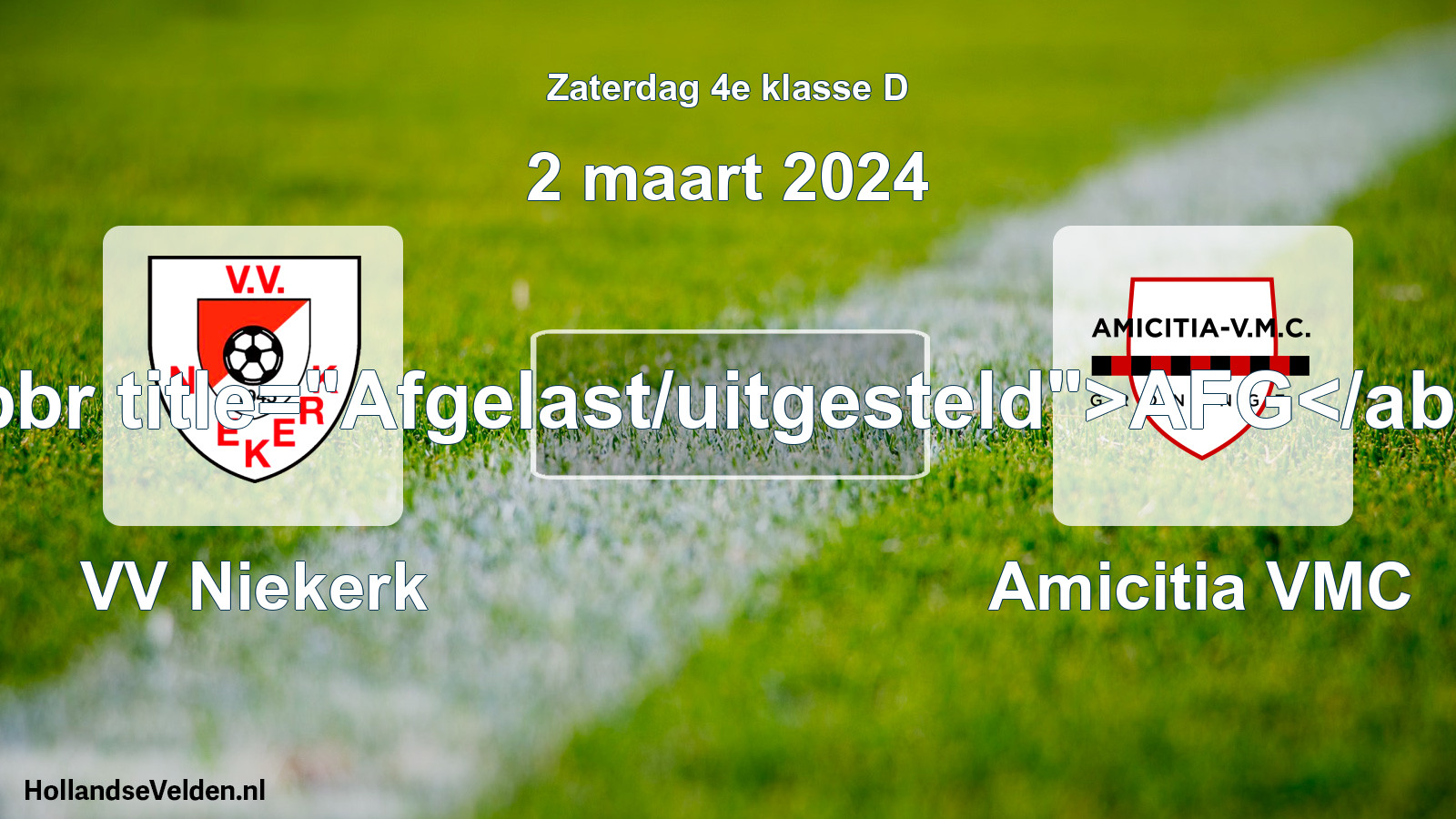 Scheduled Match: VV Niekerk - Amicitia VMC (2 March 2024)