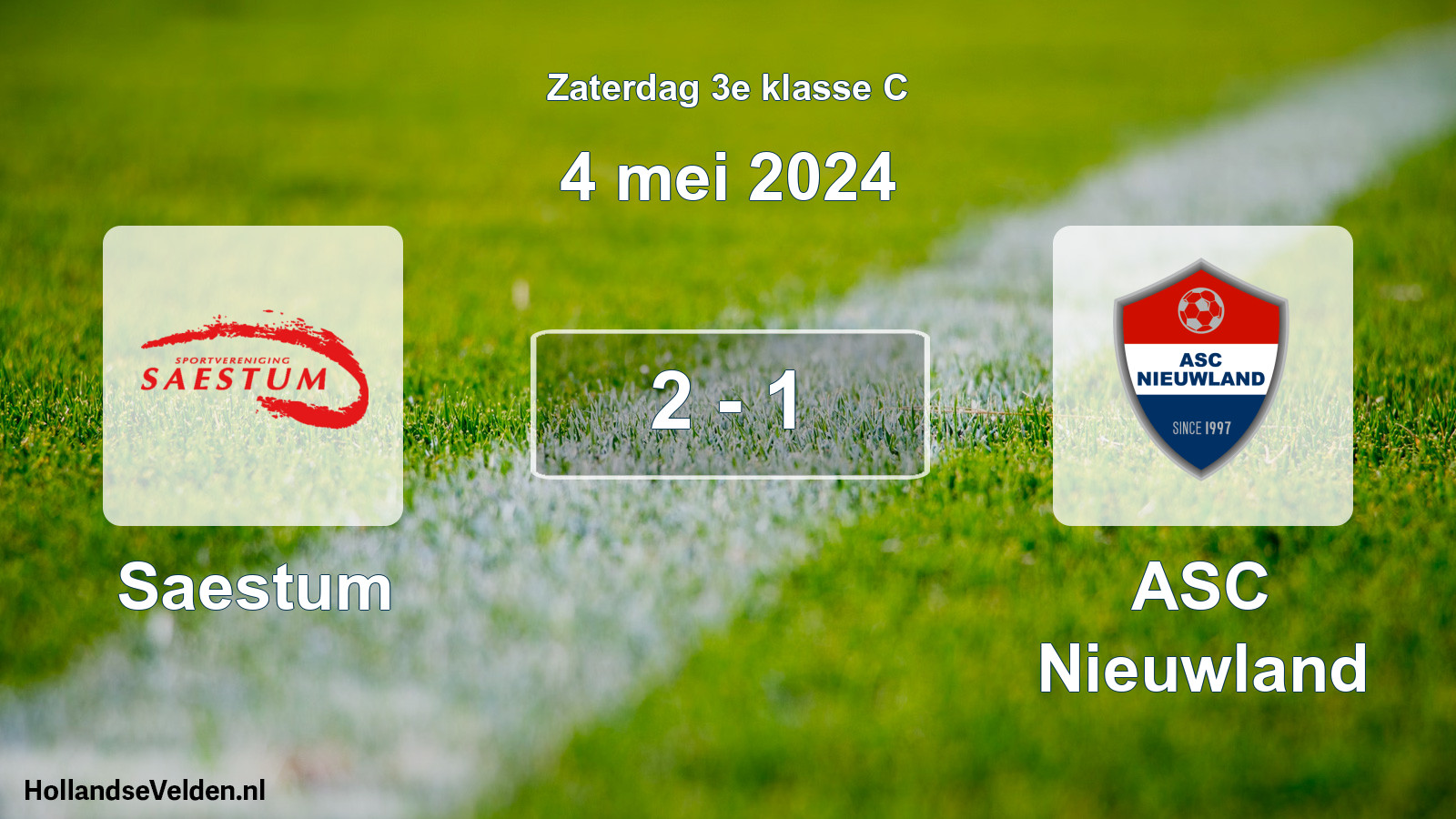 Total number of matches played: Saestum - ASC Nieuwland 2 - 1 (4 May 2024)