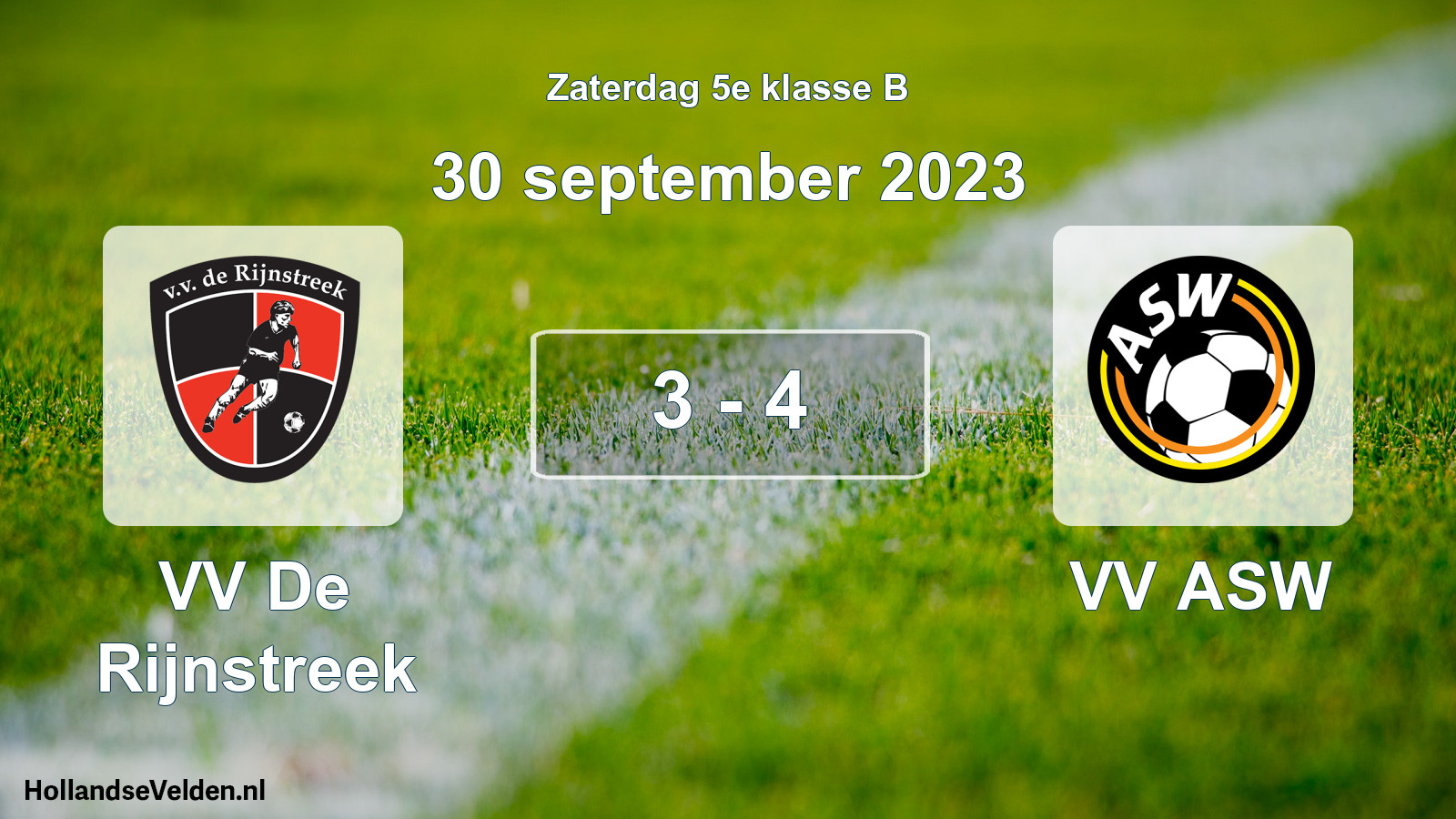 Total number of matches played: VV De Rijnstreek - VV ASW 3 - 4 (30 September 2023)