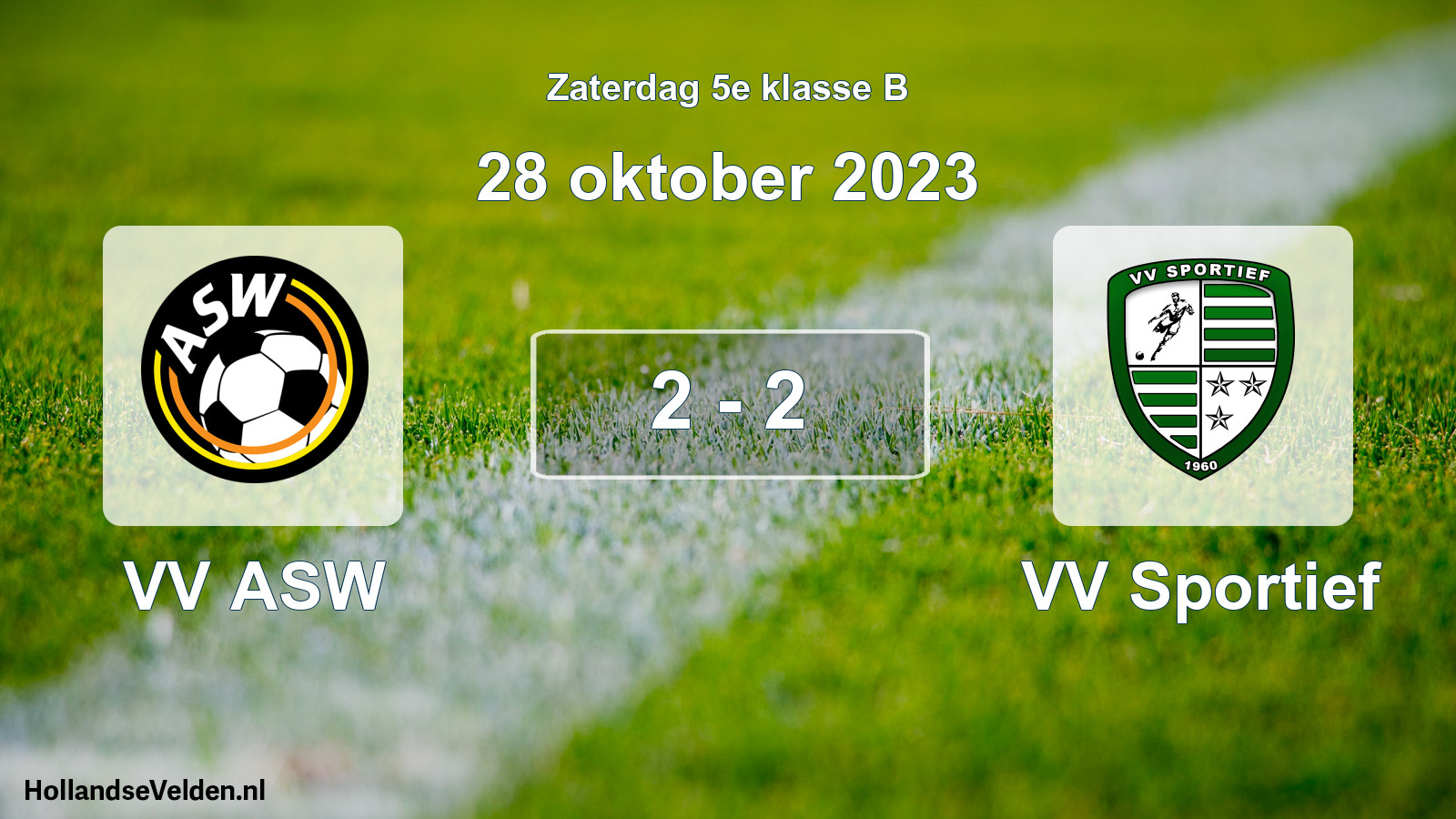 Total number of matches played: VV ASW - VV Sportief 2 - 2 (28 October 2023)