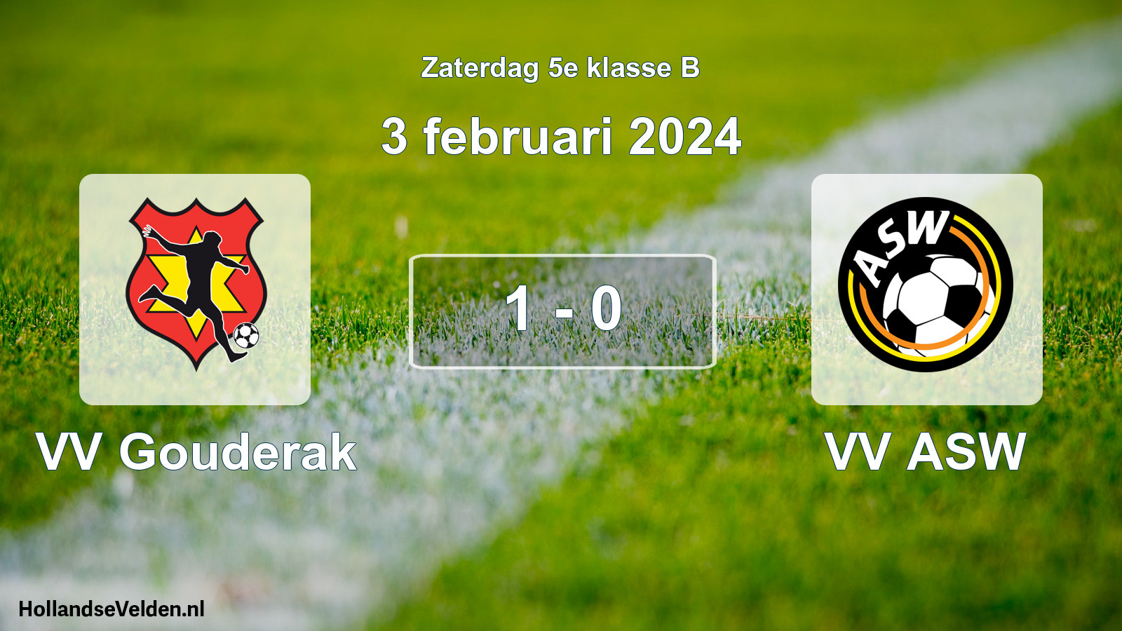 Total number of matches played: VV Gouderak - VV ASW 1 - 0 (3 February 2024)