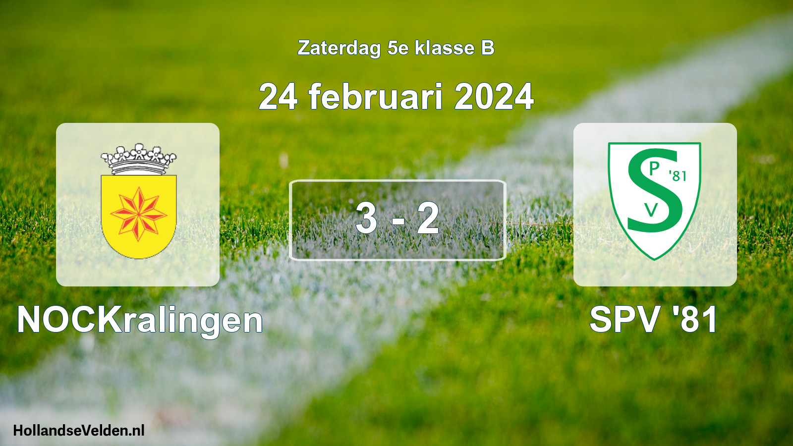 Total number of matches played: NOCKralingen - SPV '81 3 - 2 (24 February 2024)