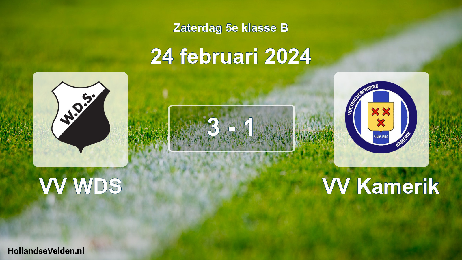 Total number of matches played: VV WDS - VV Kamerik 3 - 1 (24 February 2024)
