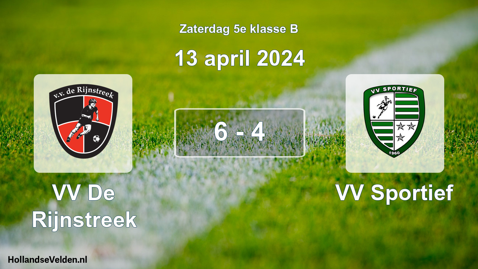 Total number of matches played: VV De Rijnstreek - VV Sportief 6 - 4 (13 April 2024)