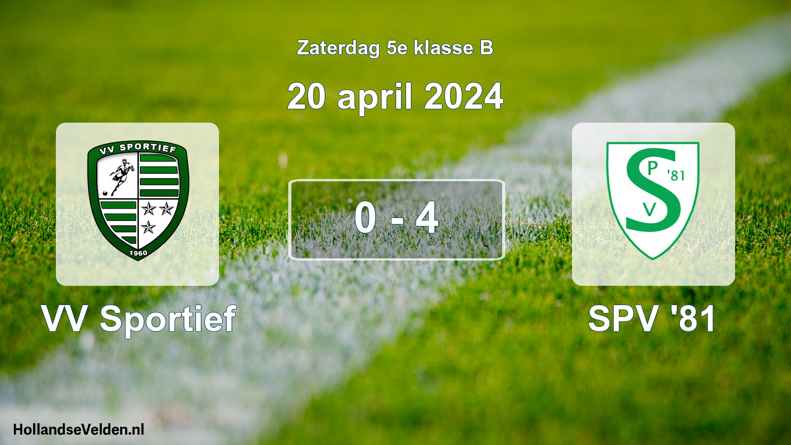 Total number of matches played: VV Sportief - SPV '81 0 - 4 (20 April 2024)