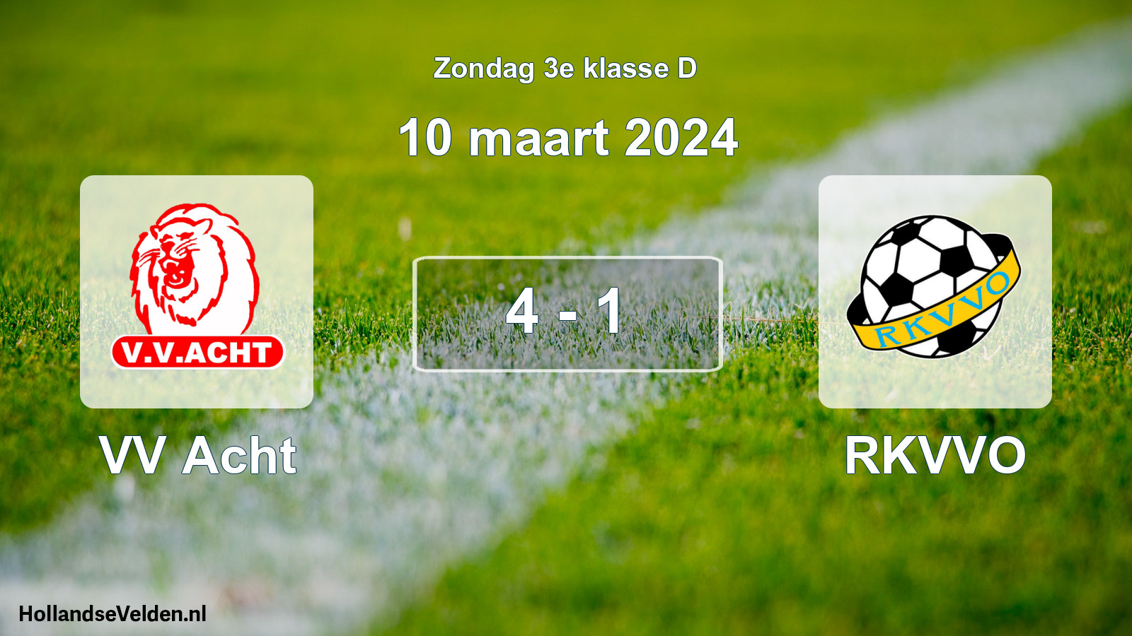 Total number of matches played: VV Acht - RKVVO 4 - 1 (10 March 2024)