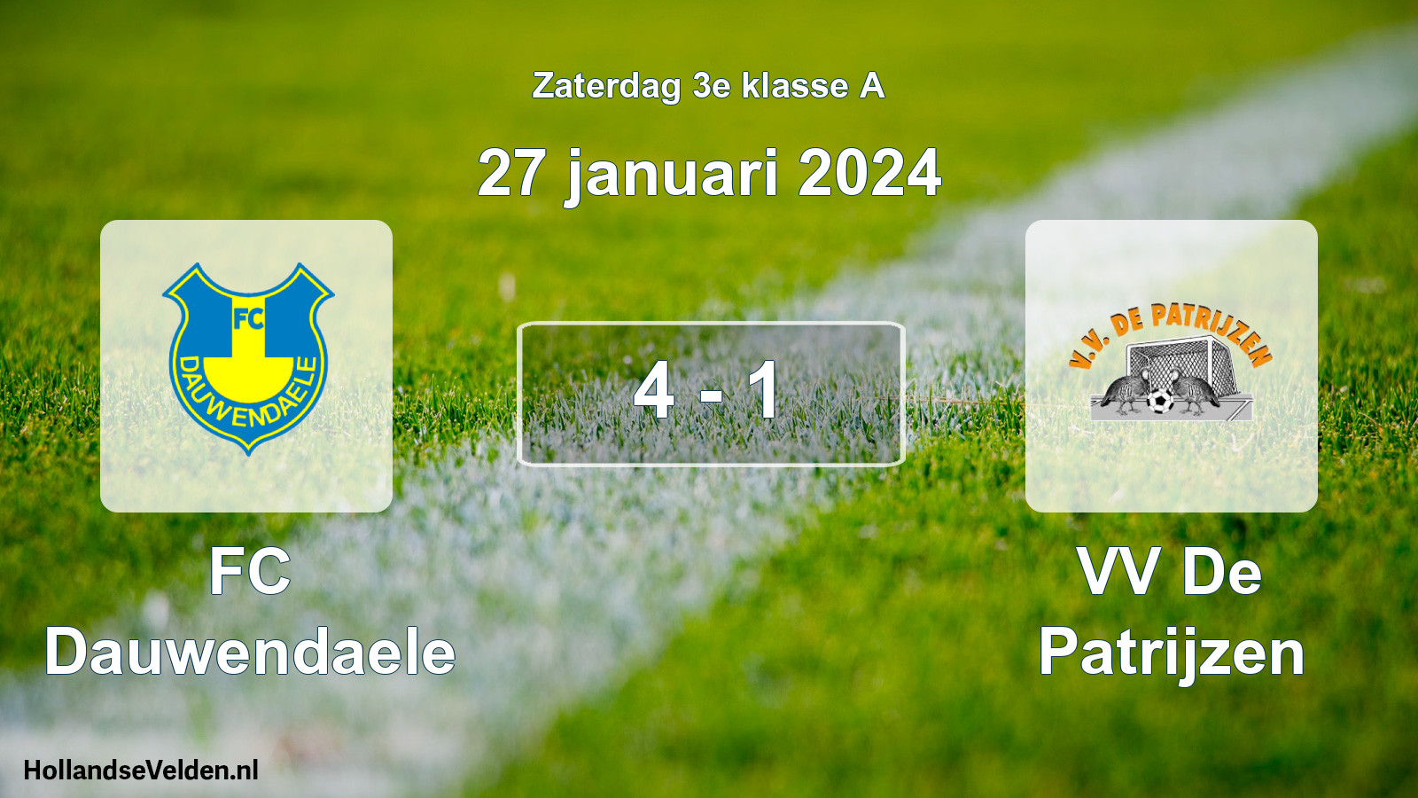 Total number of matches played: FC Dauwendaele - VV De Patrijzen 4 - 1 (27 January 2024)