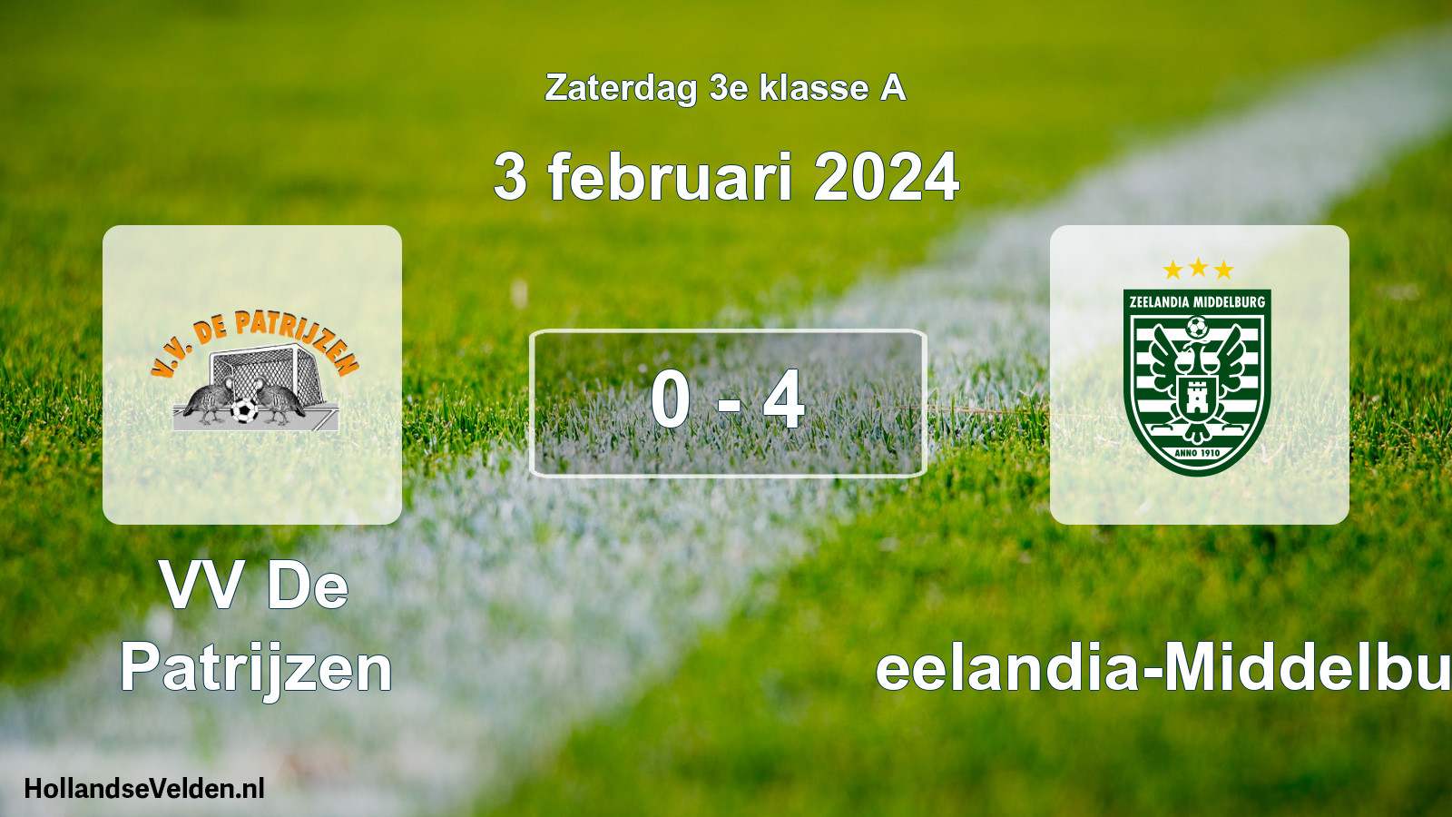 Total number of matches played: VV De Patrijzen - Zeelandia-Middelburg 0 - 4 (3 February 2024)