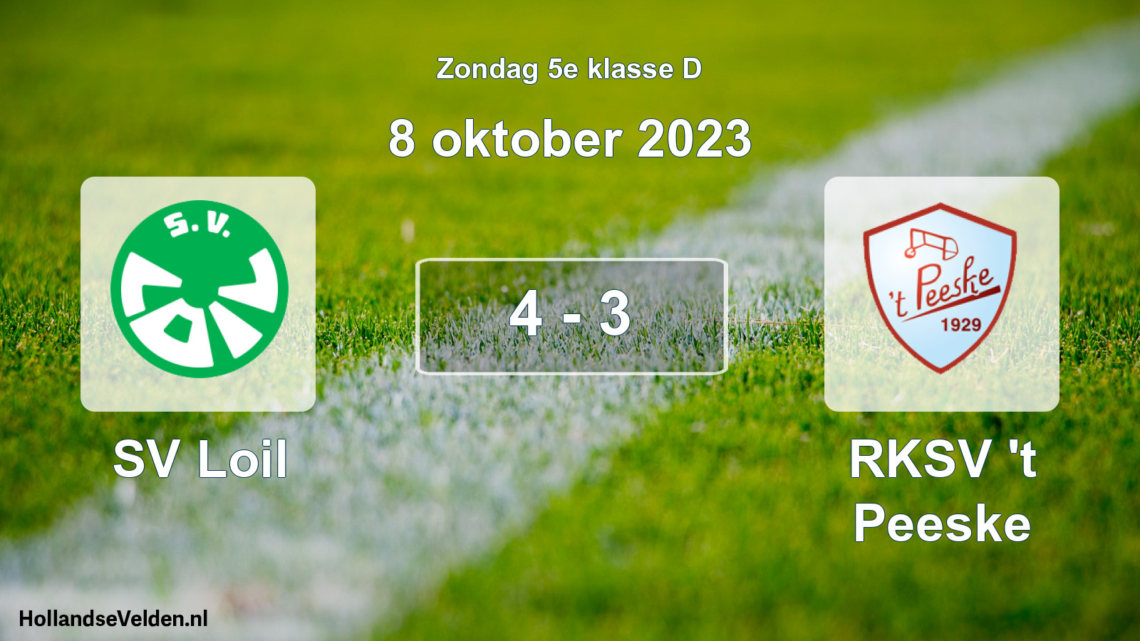 Total number of matches played: SV Loil - RKSV 't Peeske 4 - 3 (8 October 2023)