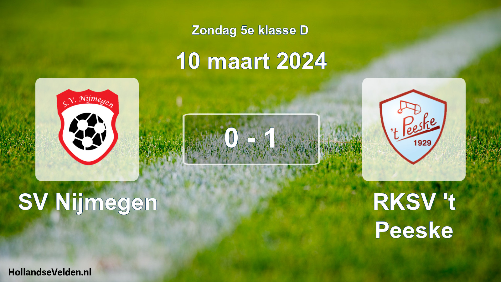 Total number of matches played: SV Nijmegen - RKSV 't Peeske 0 - 1 (10 March 2024)