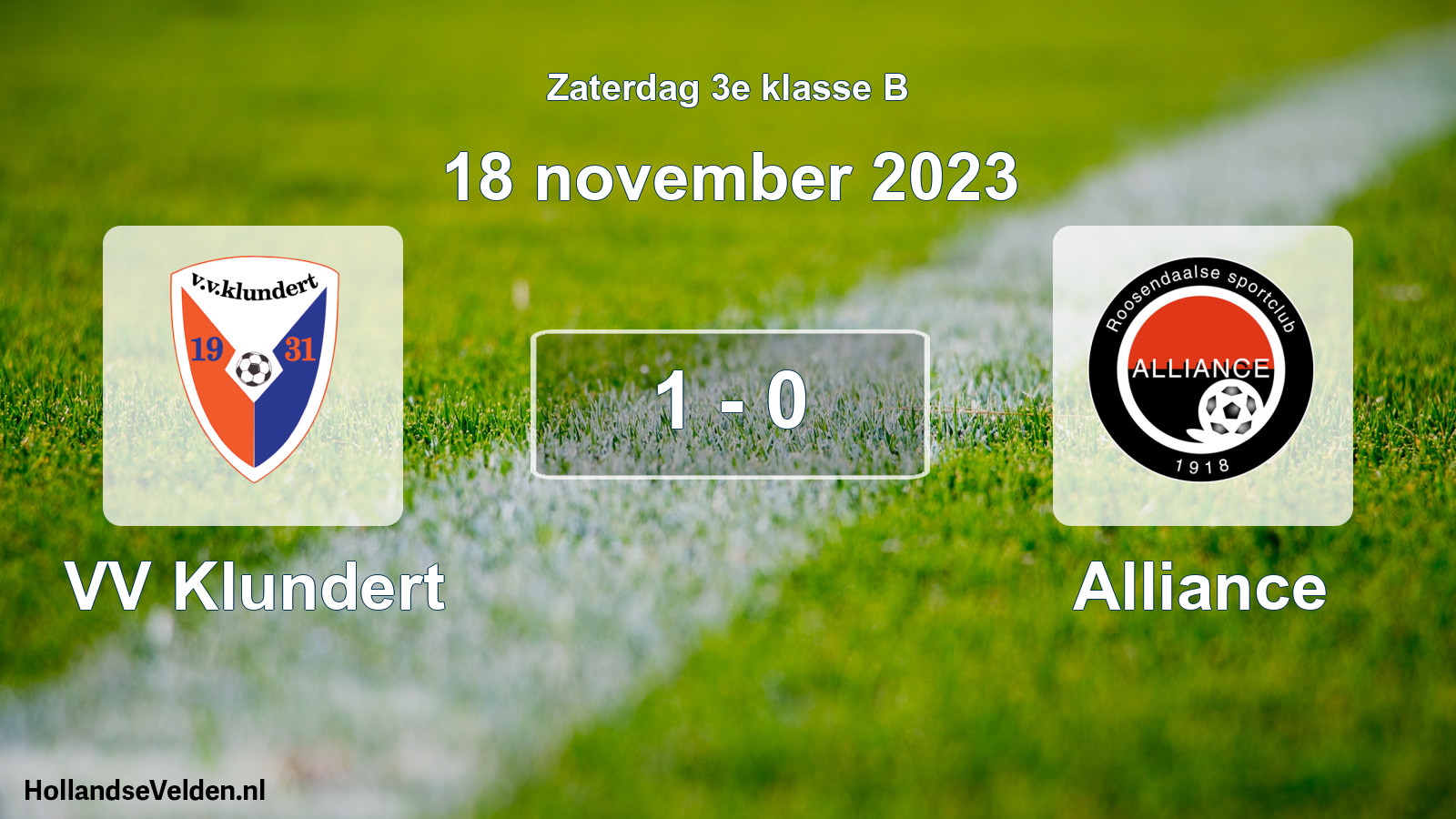 Total number of matches played: VV Klundert - Alliance 1 - 0 (18 November 2023)