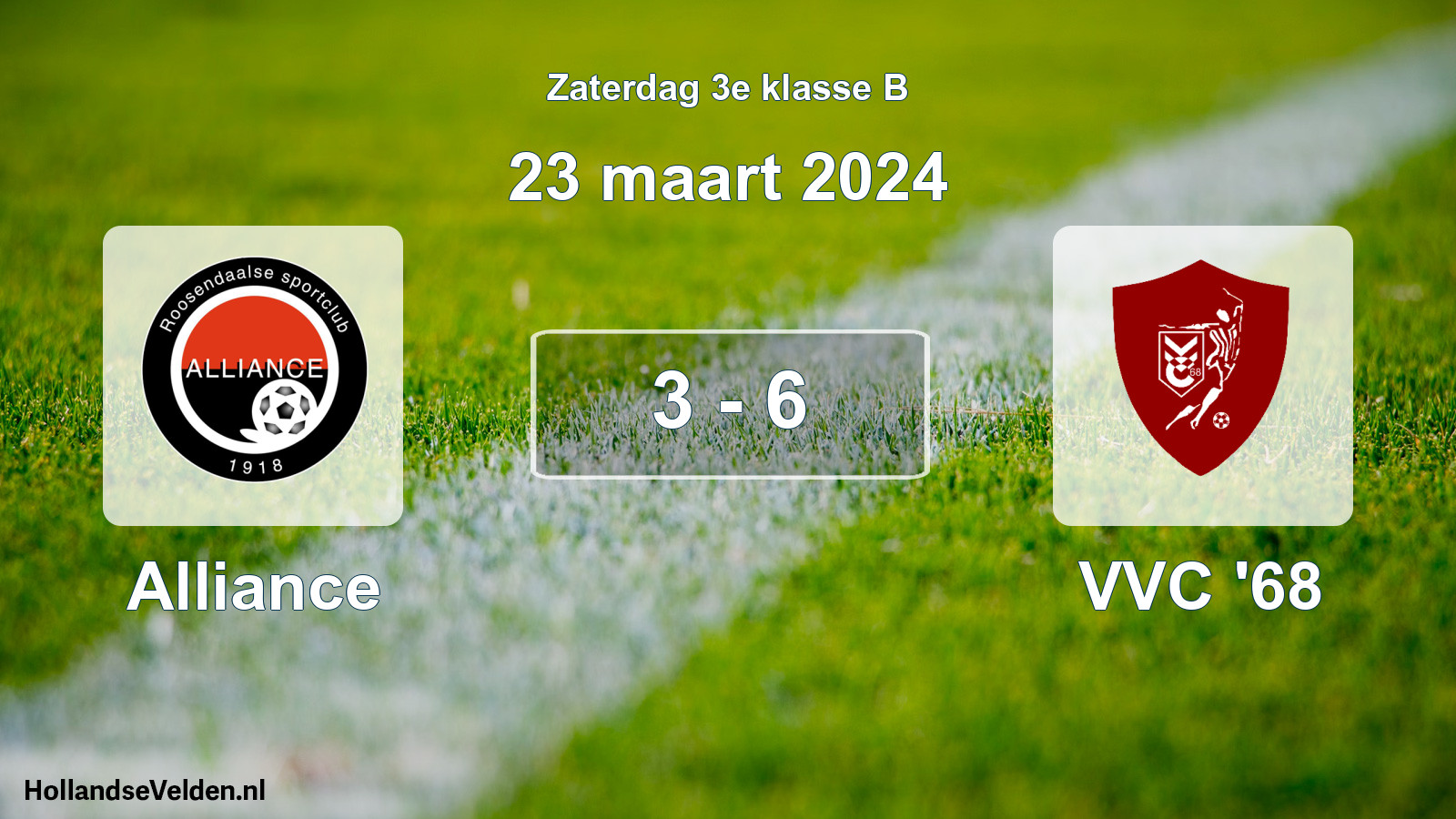 Total number of matches played: Alliance - VVC '68 3 - 6 (23 March 2024)