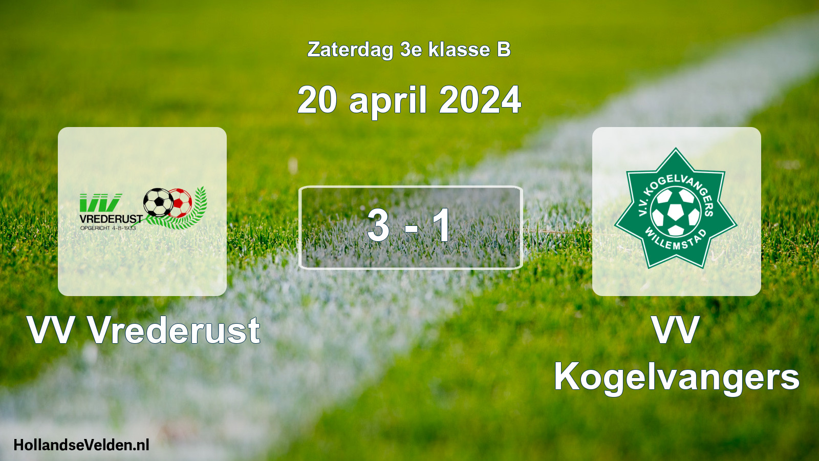 Total number of matches played: VV Vrederust - VV Kogelvangers 3 - 1 (20 April 2024)
