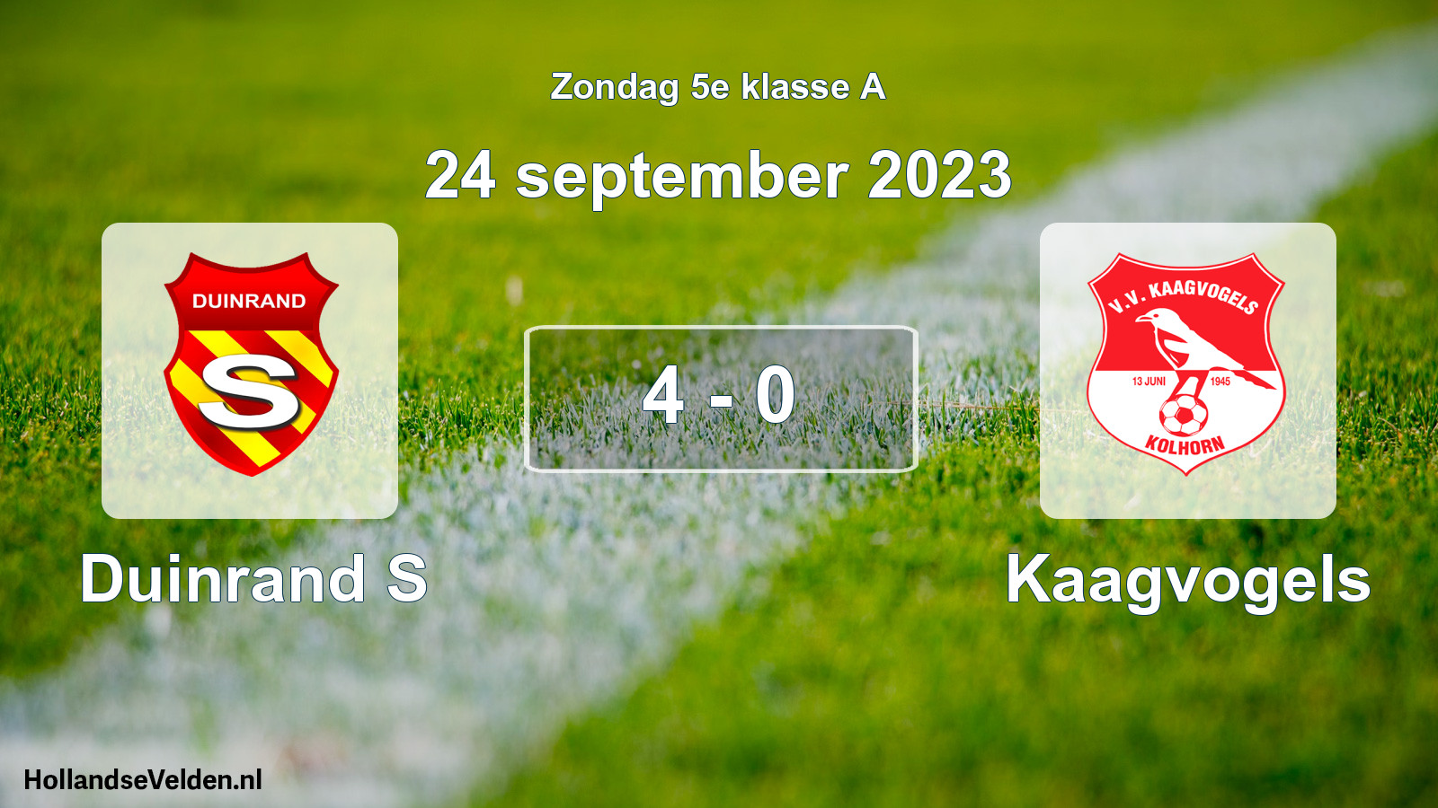 Total number of matches played: Duinrand S - Kaagvogels 4 - 0 (24 September 2023)