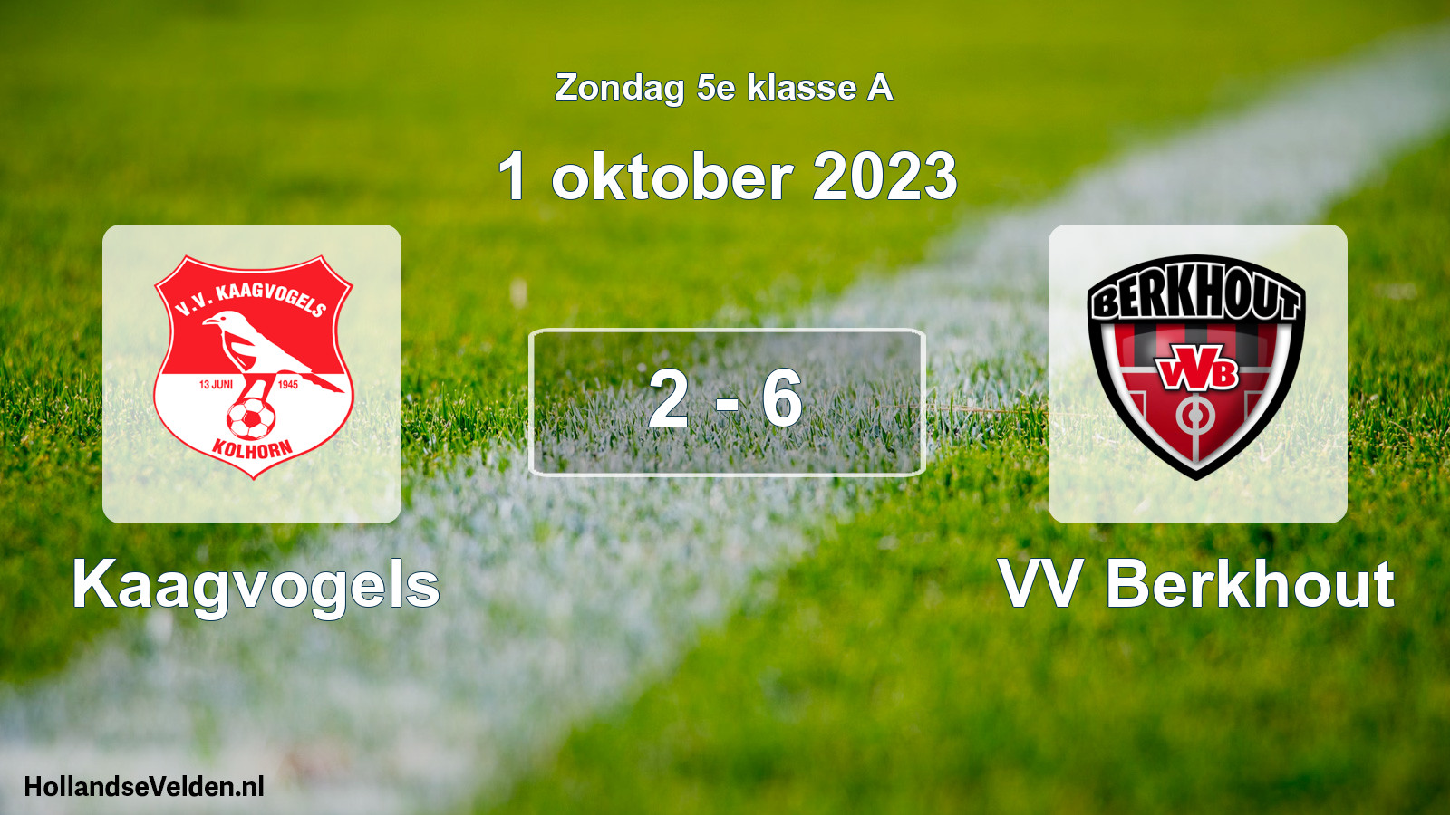 Total number of matches played: Kaagvogels - VV Berkhout 2 - 6 (1 October 2023)