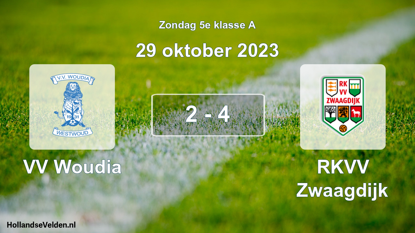 Total number of matches played: VV Woudia - RKVV Zwaagdijk 2 - 4 (29 October 2023)