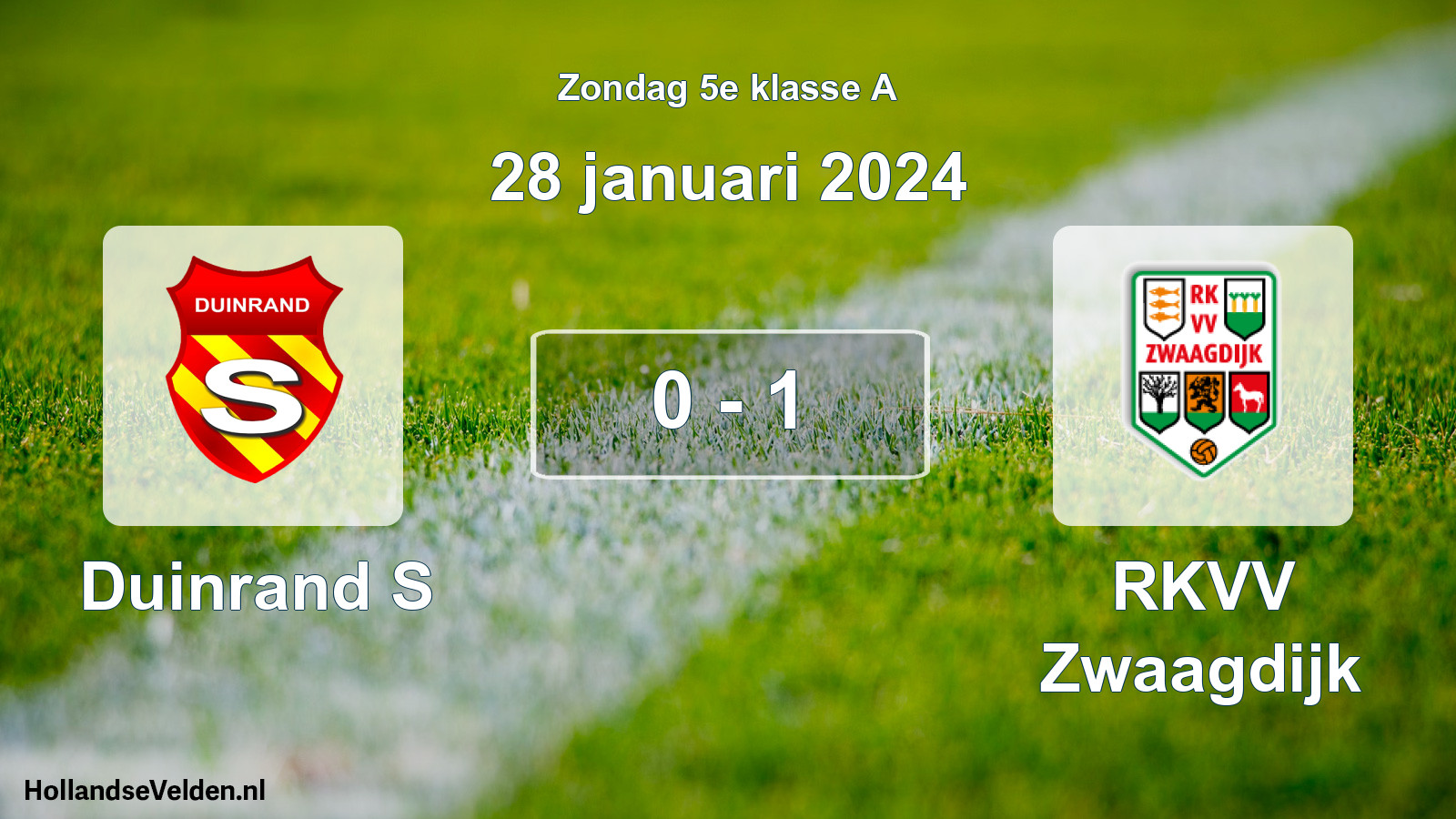 Total number of matches played: Duinrand S - RKVV Zwaagdijk 0 - 1 (28 January 2024)