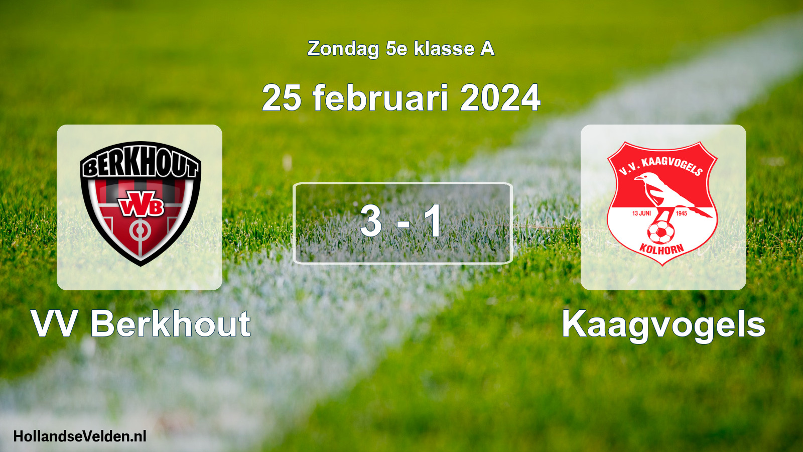Total number of matches played: VV Berkhout - Kaagvogels 3 - 1 (25 February 2024)