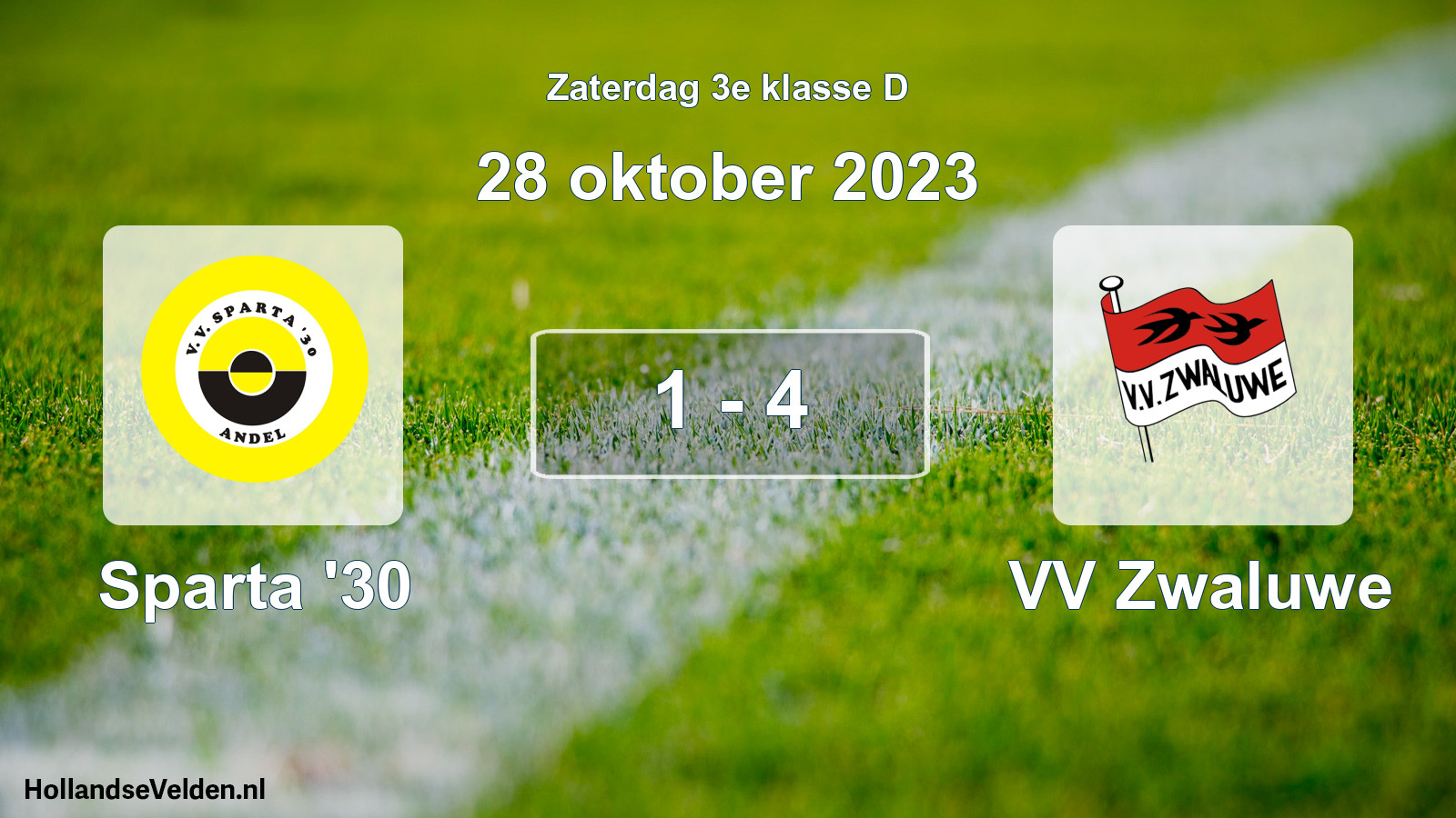 Total number of matches played: Sparta '30 - VV Zwaluwe 1 - 4 (28 October 2023)