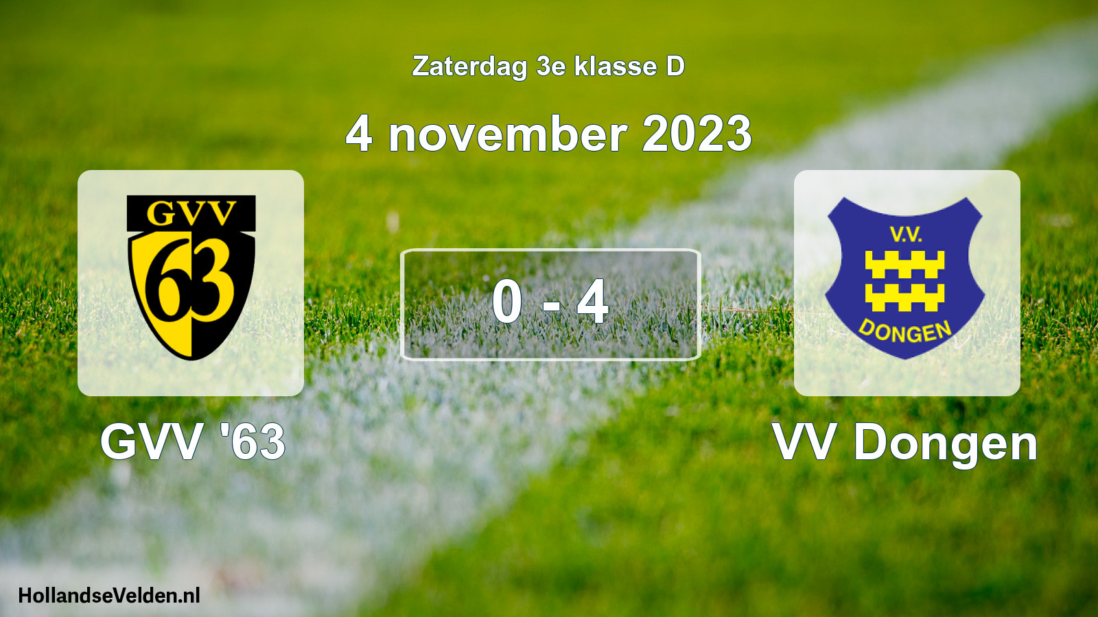 Total number of matches played: GVV '63 - VV Dongen 0 - 4 (4 November 2023)