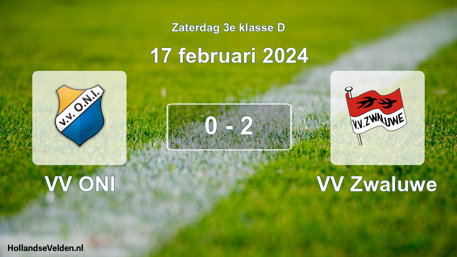 Total number of matches played: VV ONI - VV Zwaluwe 0 - 2 (17 February 2024)