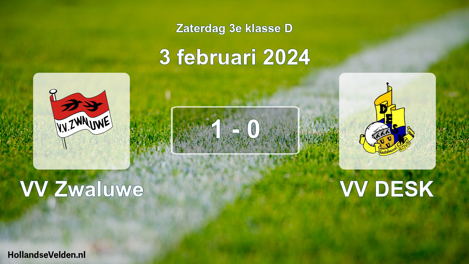 Total number of matches played: VV Zwaluwe - VV DESK 1 - 0 (3 February 2024)