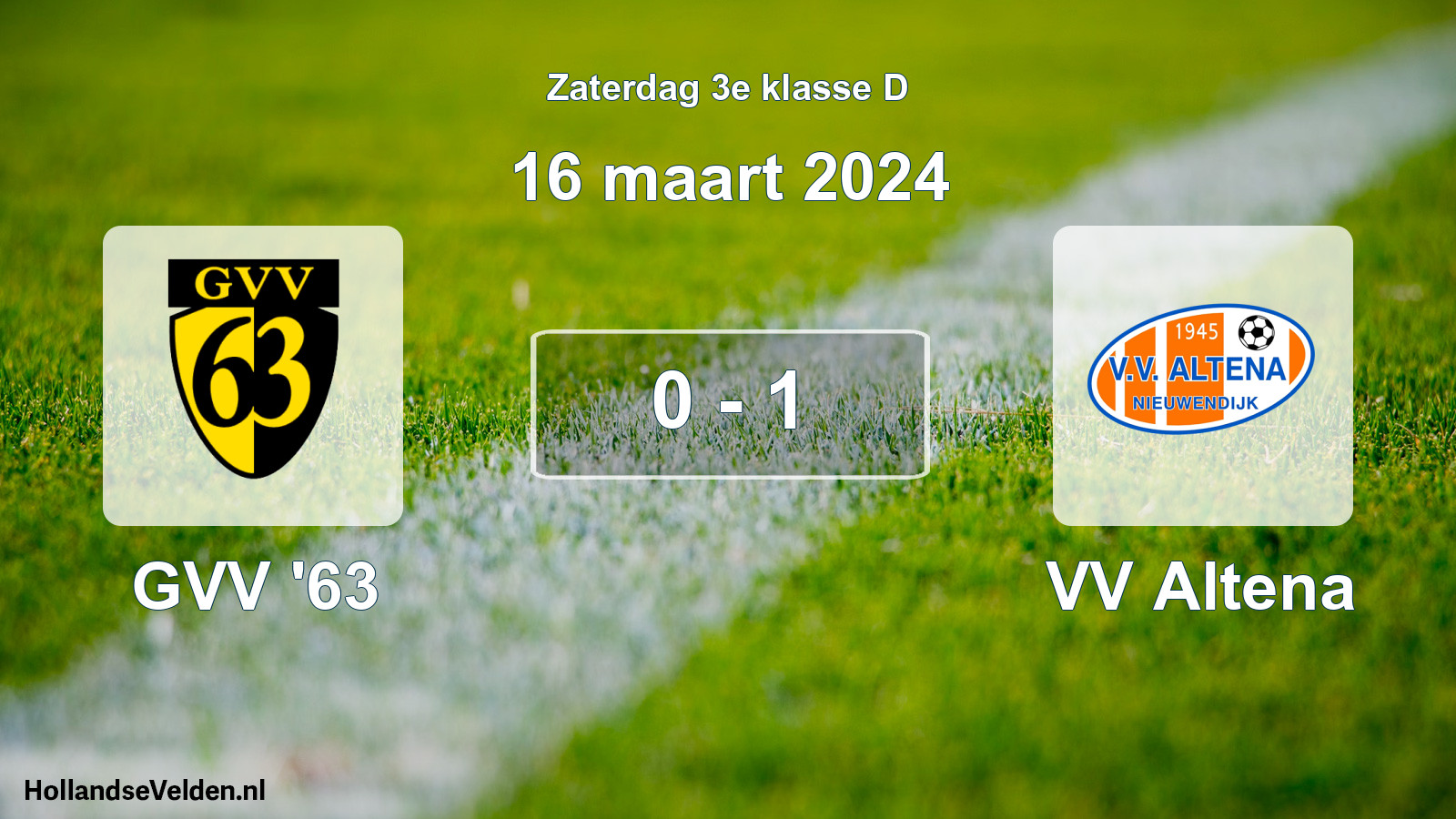 Total number of matches played: GVV '63 - VV Altena 0 - 1 (16 March 2024)
