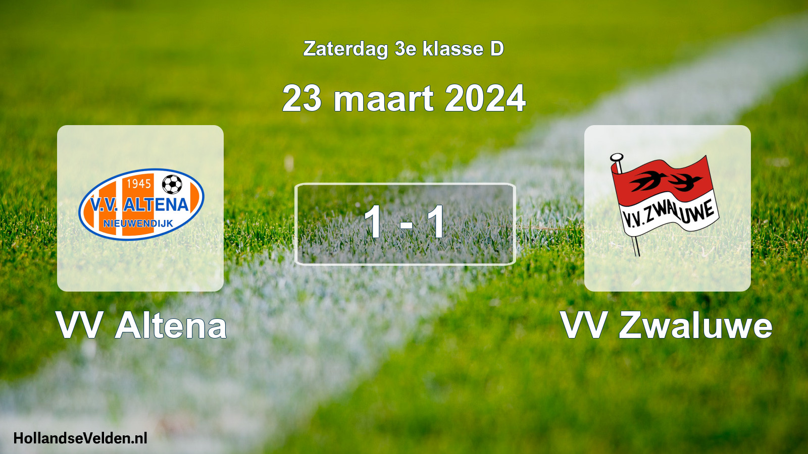 Total number of matches played: VV Altena - VV Zwaluwe 1 - 1 (23 March 2024)